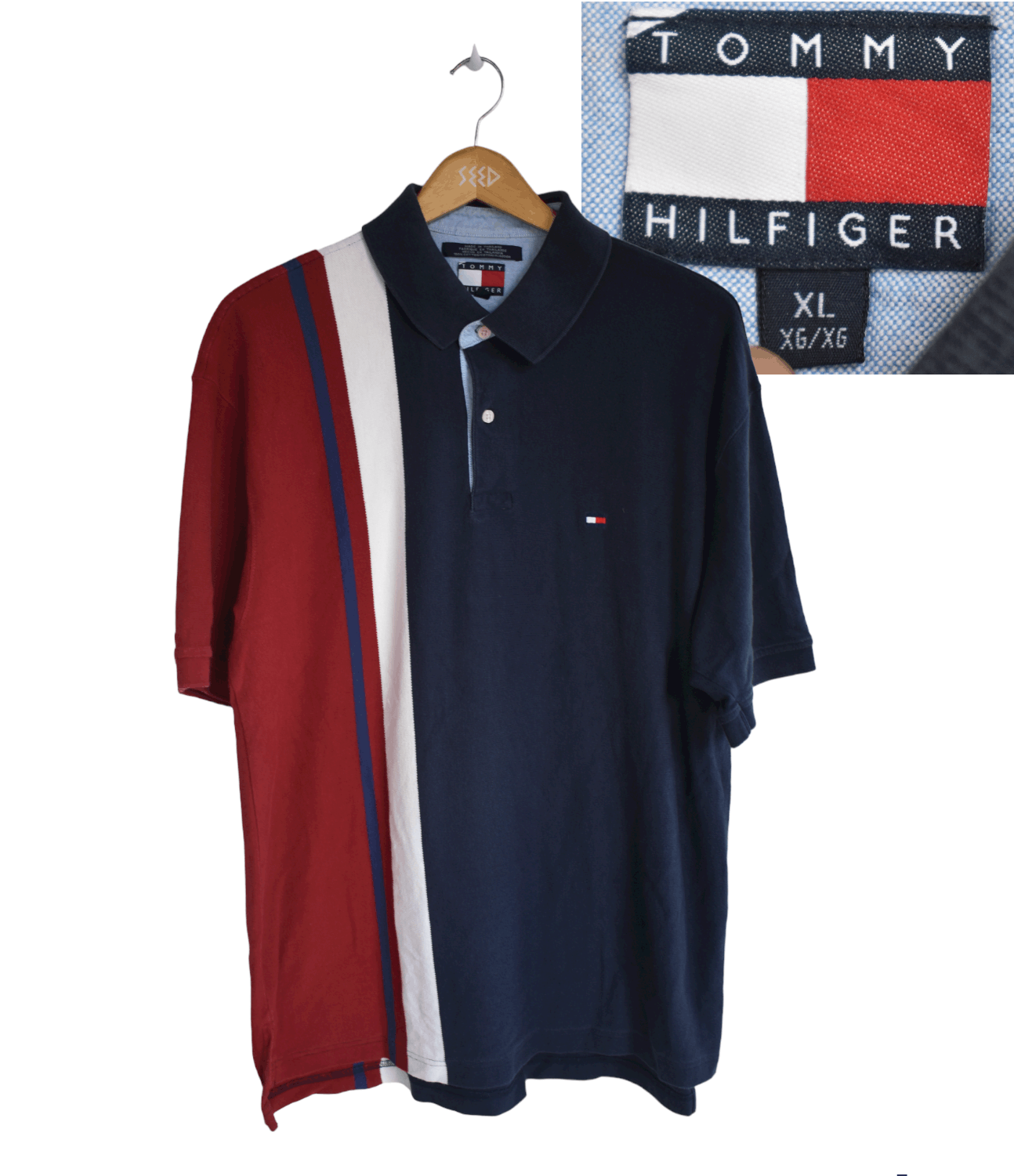 Tommy Hilfiger × Vintage Vintage Tommy Hilfiger Multicolour Stripe Polo A078 Size US L / EU 52-54 / 3 - 1 Thumbnail