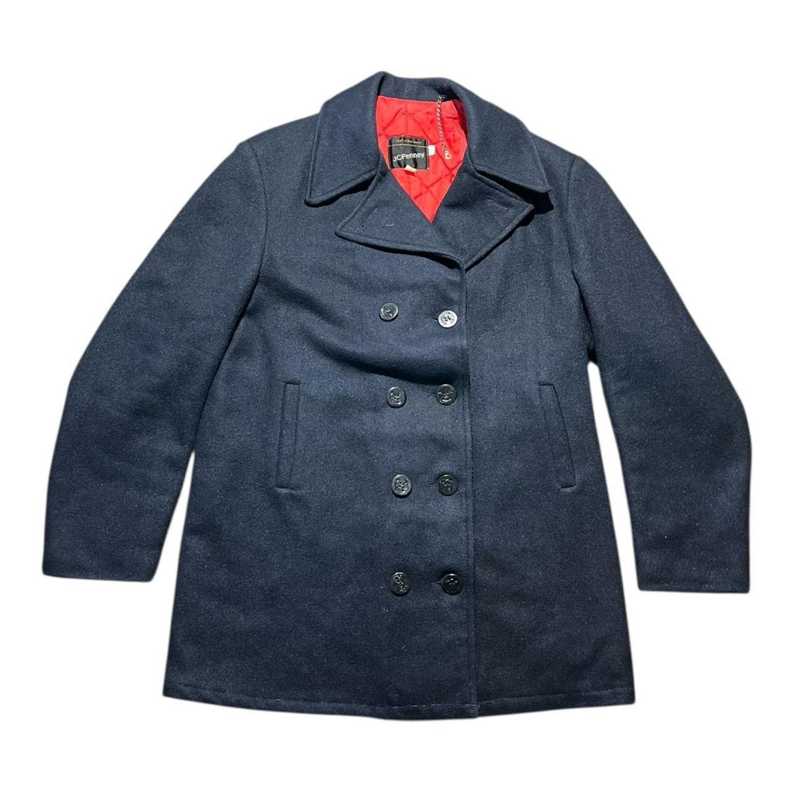 JCPenney Vintage 70s JC Penney Navy Wool Peacoat Mens Size US L / EU 52-54 / 3 - 1 Thumbnail