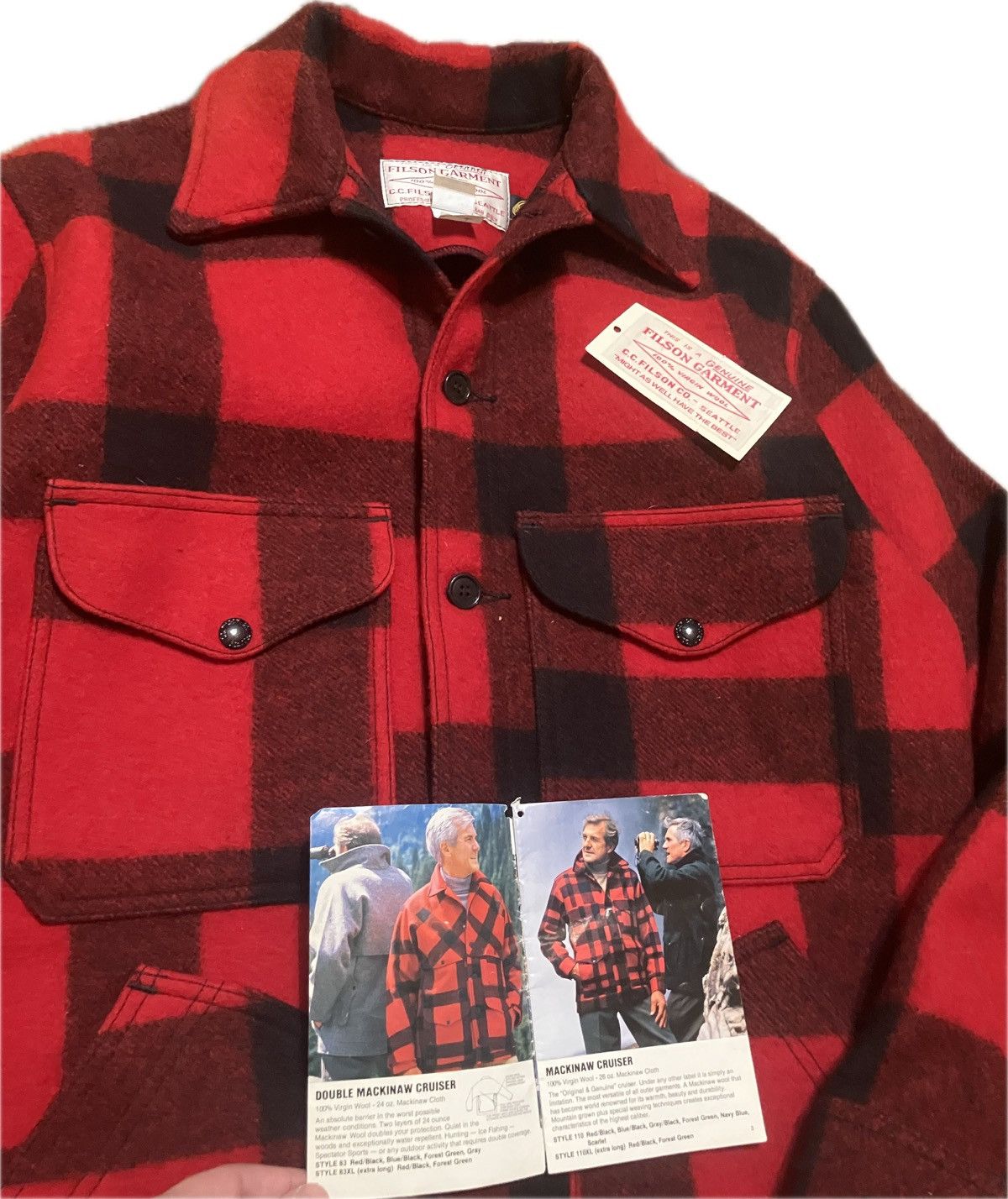Filson × Vintage NWT 80’s Filson Mackinaw Cruiser Style 85 Red Jacket Size US M / EU 48-50 / 2 - 3 Thumbnail