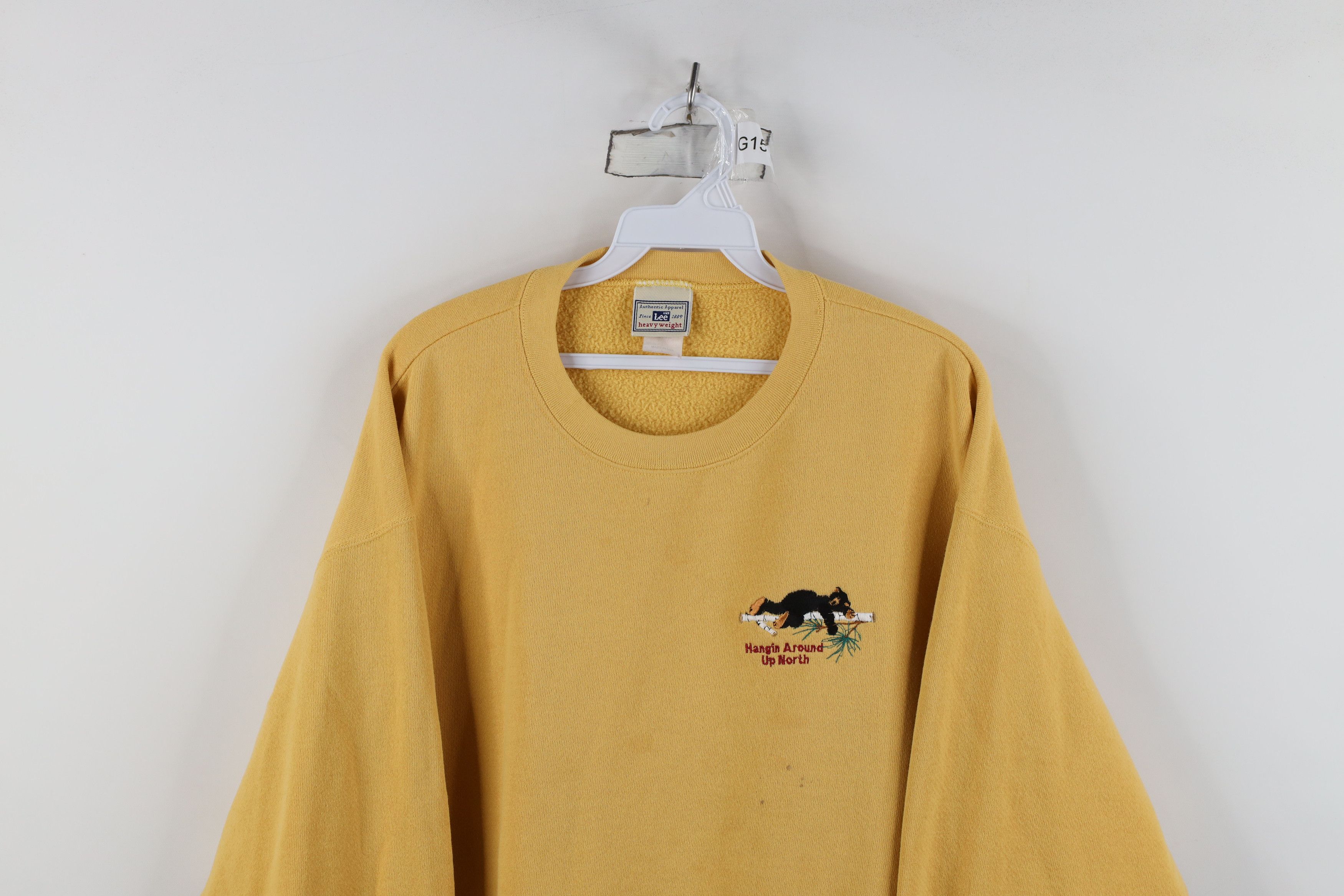 Vintage Vintage 90s Hanging Around Up North Michigan Bear Sweatshirt Size L / US 10 / IT 46 - 2 Thumbnail