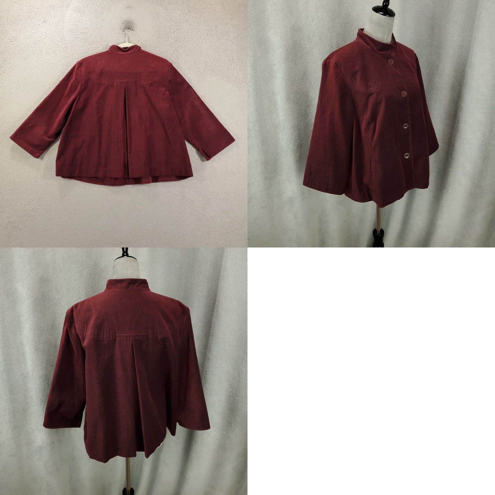 J. Jill J Jill Velvet Jacket Womens L Burgundy Button Up Pockets Velveteen Soft Jacket Coat Size L / US 10 / IT 46 - 8 Thumbnail