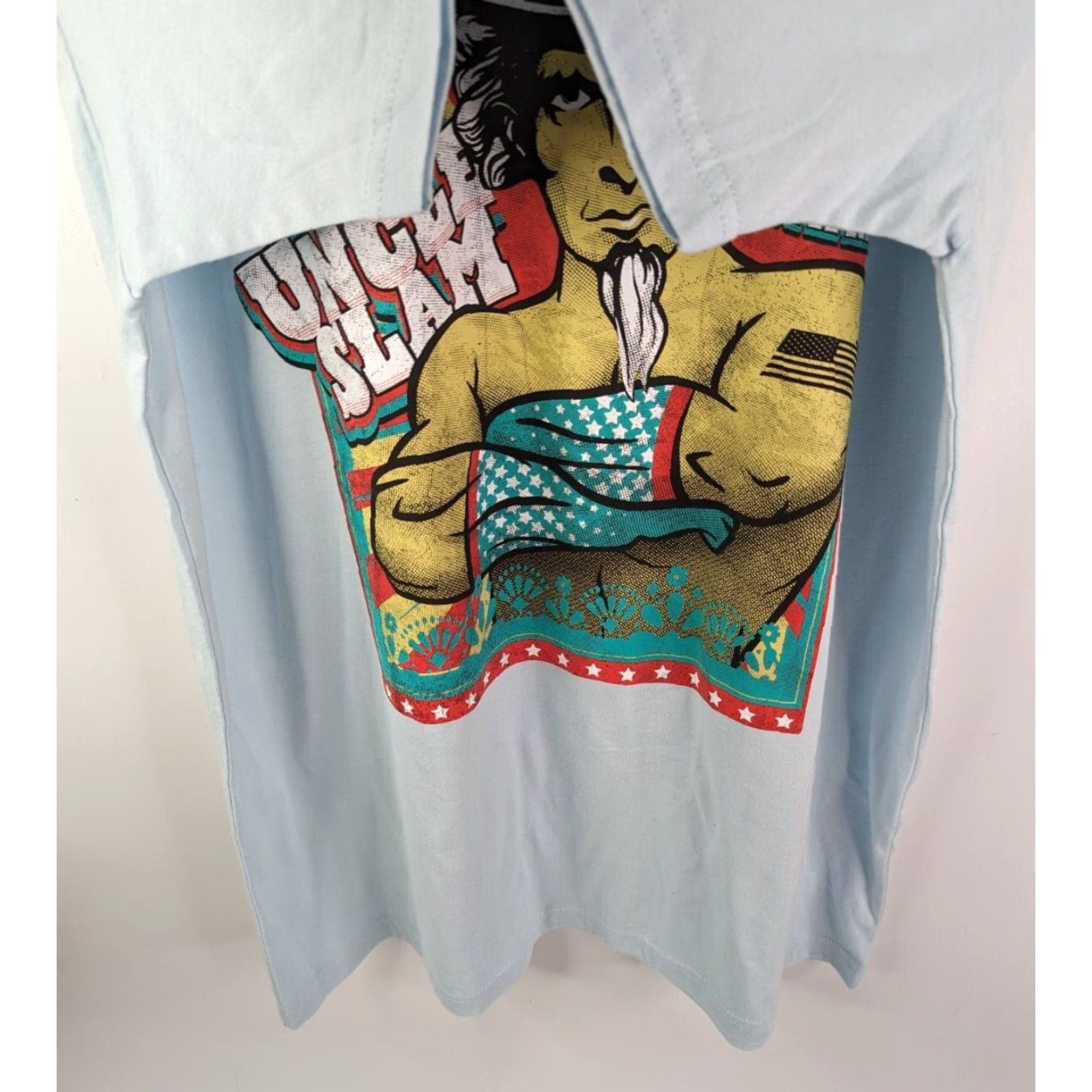 Vintage Grunt Style T-Shirt Light Blue Short Sleeve Patriotic Uncle Slam Soldier Men XL Size US XL / EU 56 / 4 - 3 Thumbnail