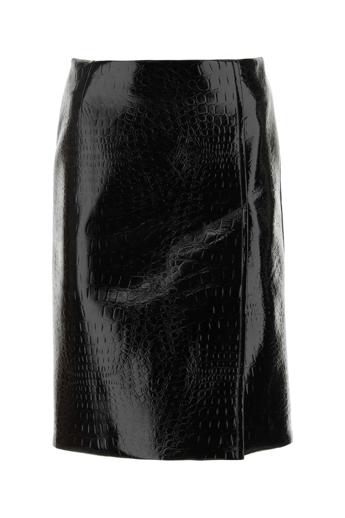 image of Sportmax Black Synthetic Leather Skirt, Women's (Size 26)