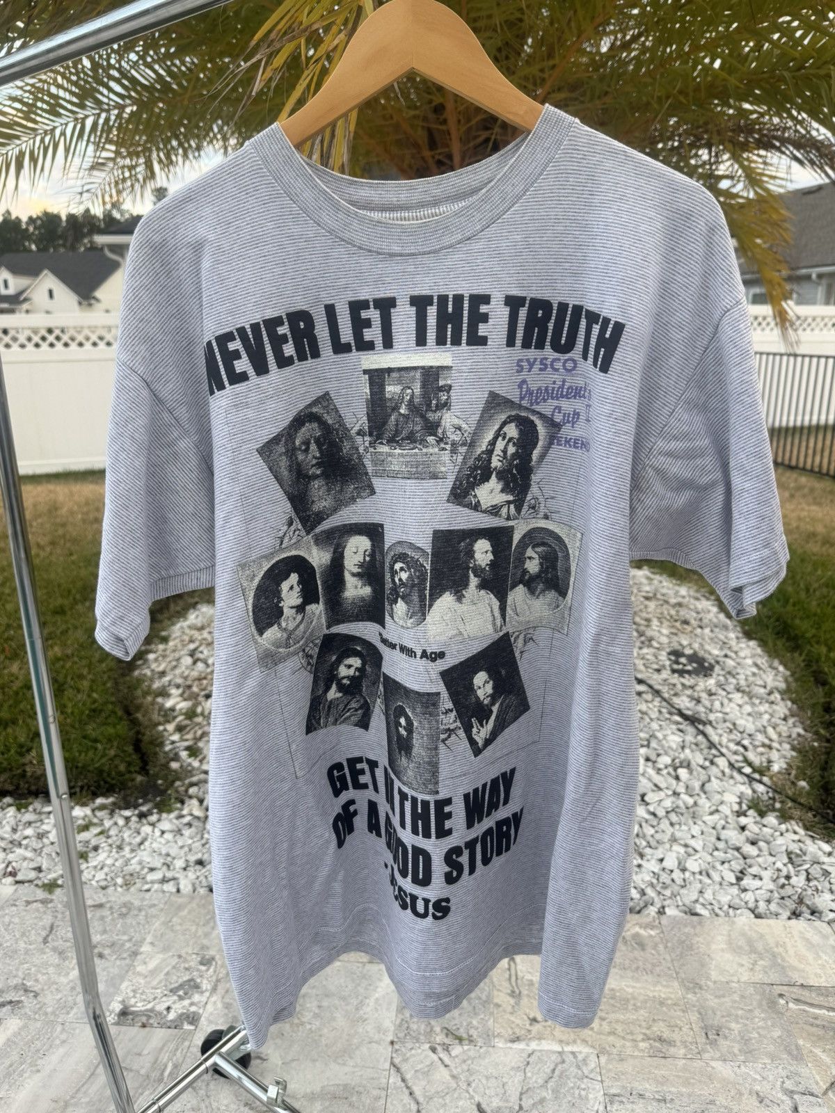 Better With Age Better With Age Jesus Story Tee Striped Grey/Black Size US XL / EU 56 / 4 - 4 Thumbnail
