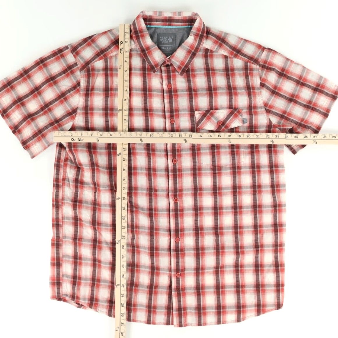Mountain Hardwear Mountain Hardwear Shirt Red Men's XL Pocket Button Up Plaid Cotton Blend Short Sleeve Men Size US XL / EU 56 / 4 - 3 Thumbnail