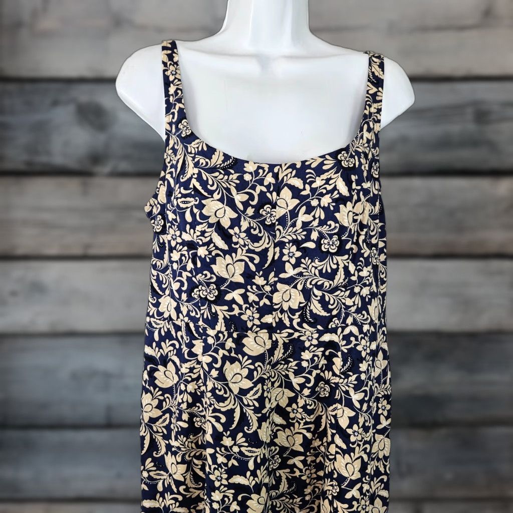 Old Navy Old Navy Womens Dress Sz Medium Blue Beige Floral Pockets Sleeveless Size M / US 6-8 / IT 42-44 - 1 Thumbnail