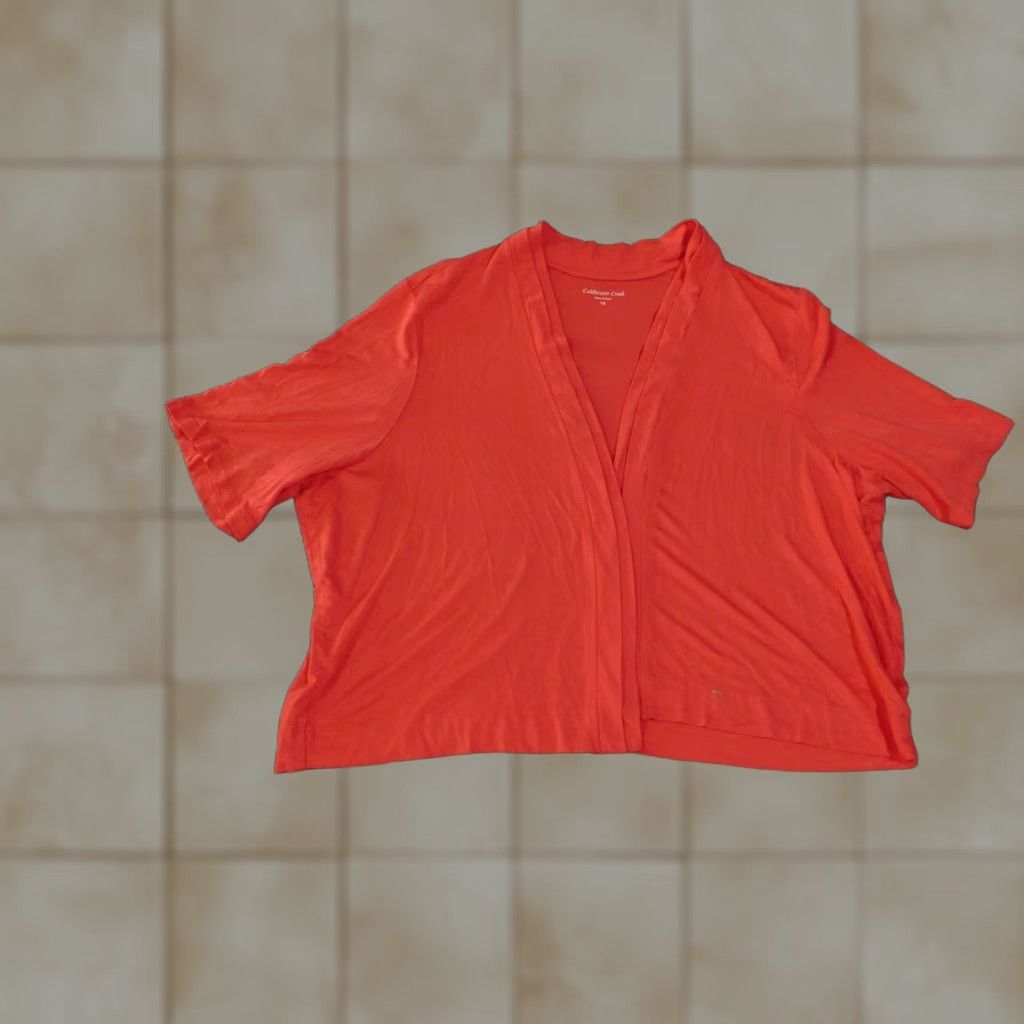 Coldwater Creek Coldwater Creek Cardigan Womens 1X Red Open Front Short Sleeve Lightweight Coverup Shirt Blouse Kimono Vintage No Womens Size XL / US 12-14 / IT 48-50 - 1 Thumbnail