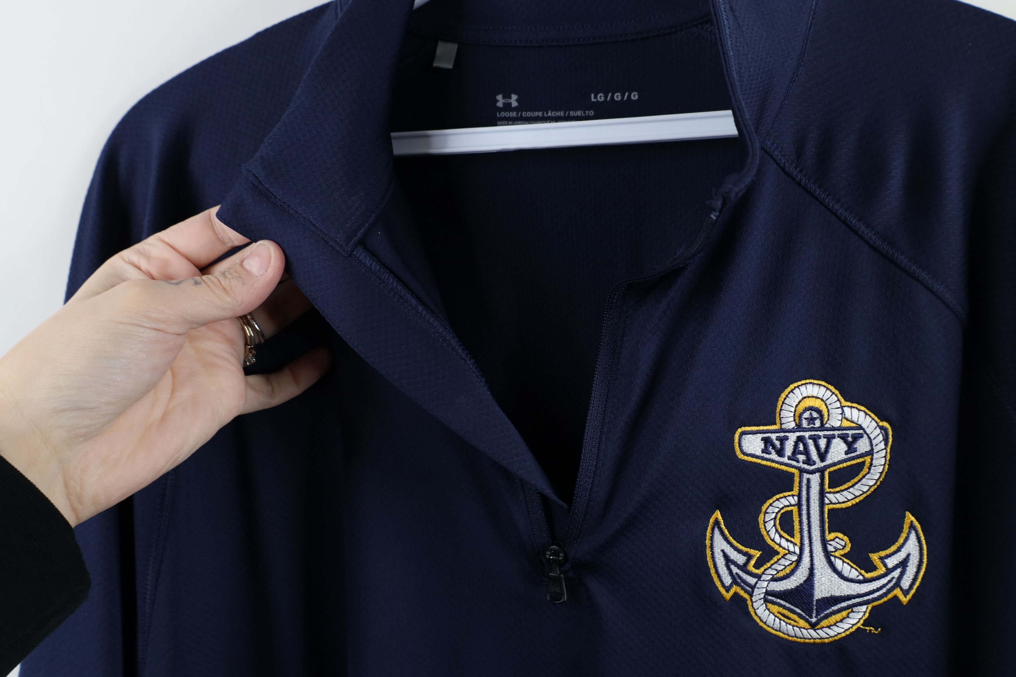 Under Armour × Vintage Under Armour US Navy Naval Academy Half Zip Pullover Jacket Size US L / EU 52-54 / 3 - 6 Thumbnail