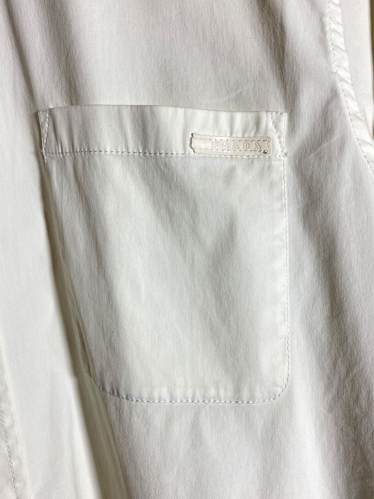 Prada Prada Tab Logo White Elastic Cotton Blend Pocket Shirt Size US M / EU 48-50 / 2 - 5 Thumbnail
