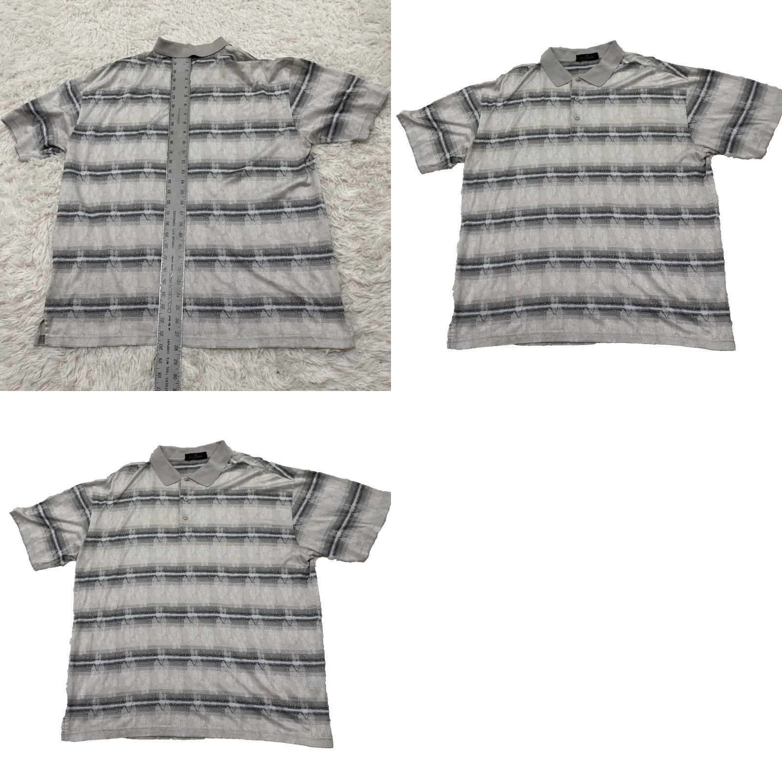 BUGATCHI VINTAGE Bugatchi Uomo Polo Shirt Geometric Abstract 90s Optical Illusion Gray L Men Polo Shirt, Short Sleeve, 100% Cotton, Regular Fit, Golf Size US L / EU 52-54 / 3 - 10 Thumbnail