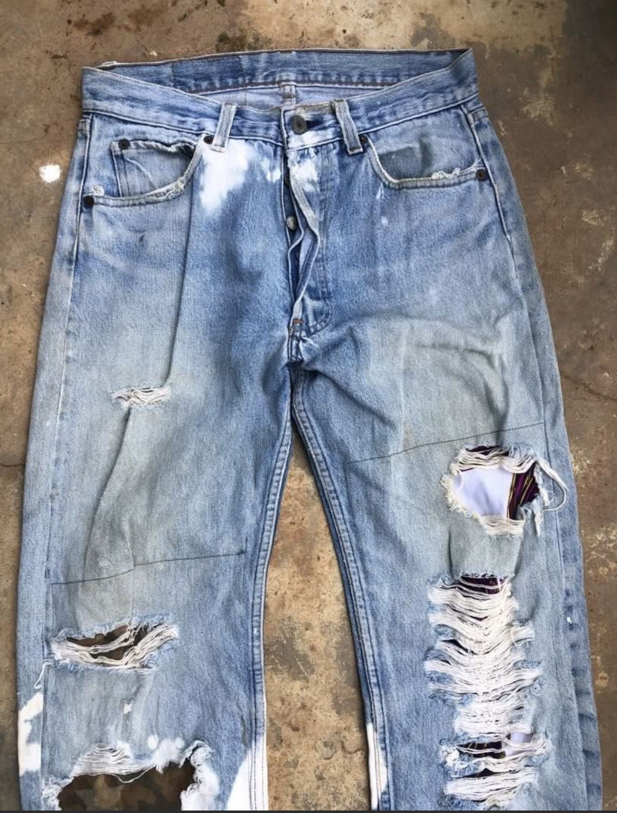 Levi's DESTROY VINTAGE 80 LEVIS 501 fly button distressed REWORK B1 Size US 31 - 2 Thumbnail