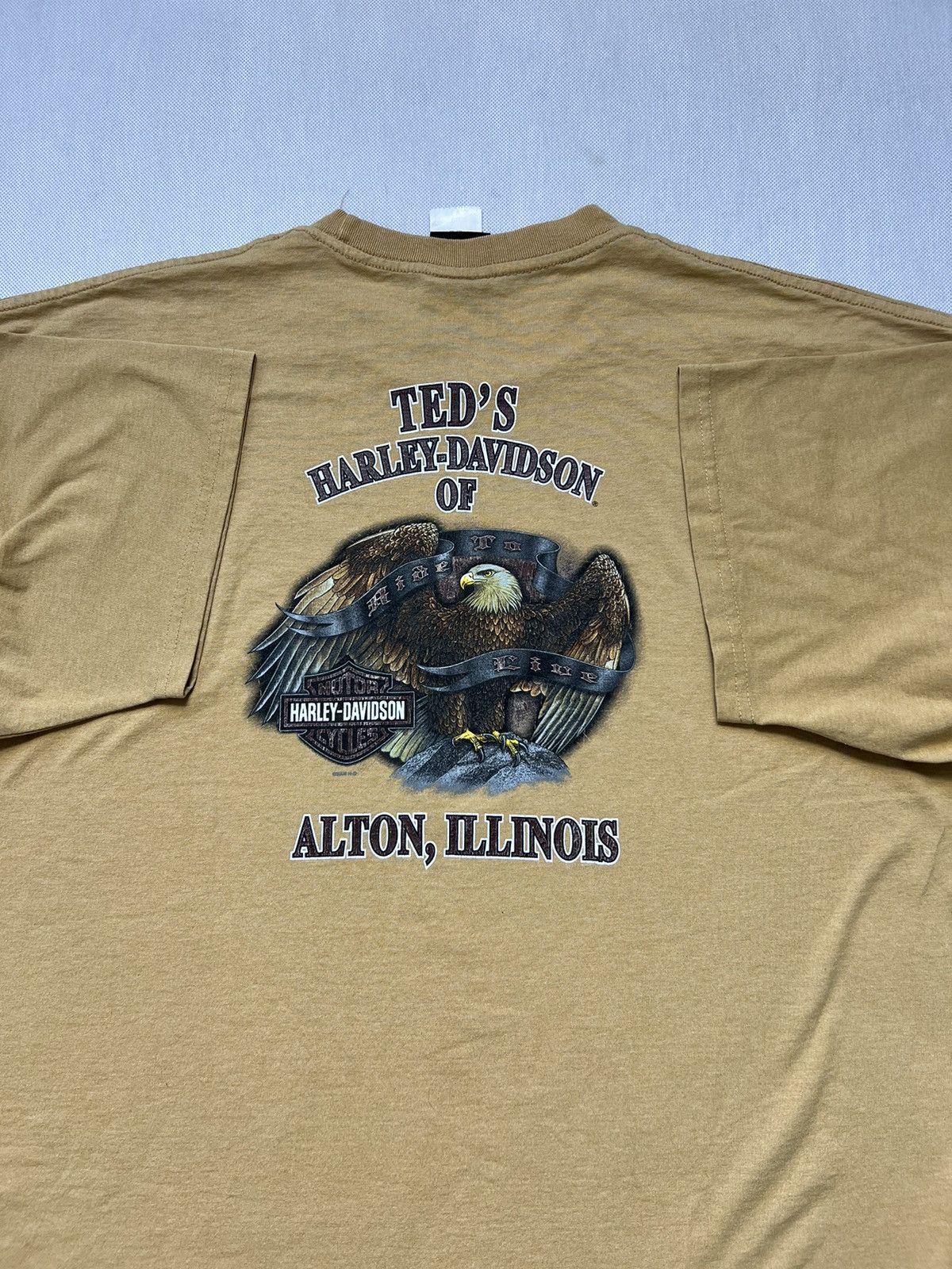 Harley Davidson × Vintage Baggy Tshirt Harley Davidson Motor Cycles Alton Vintage Size US XXL / EU 58 / 5 - 1 Thumbnail