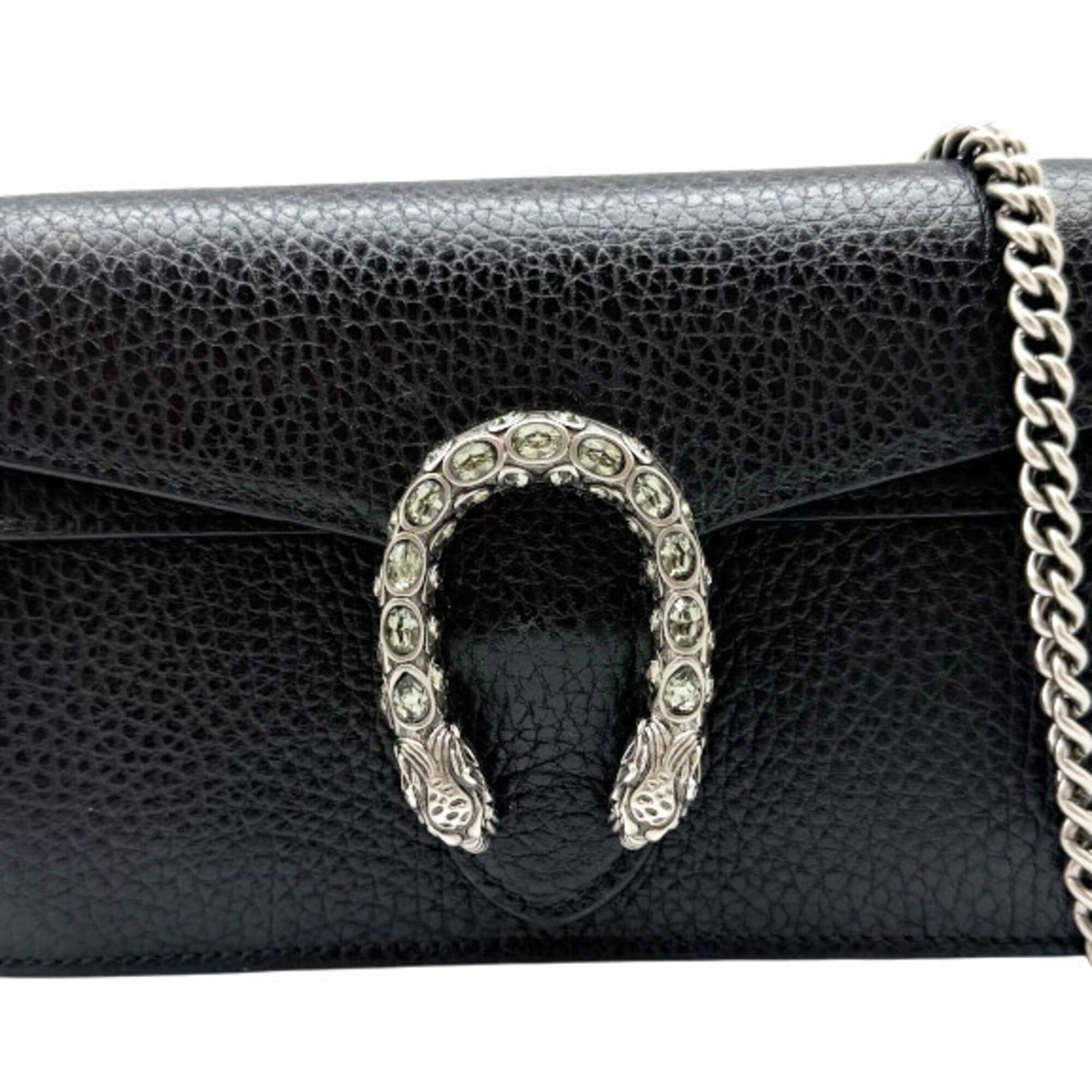 Gucci GUCCI Dionysus Chain Shoulder Mini Leather Black 476432 Rhinestone Women's Men's Size ONE SIZE - 1 Thumbnail