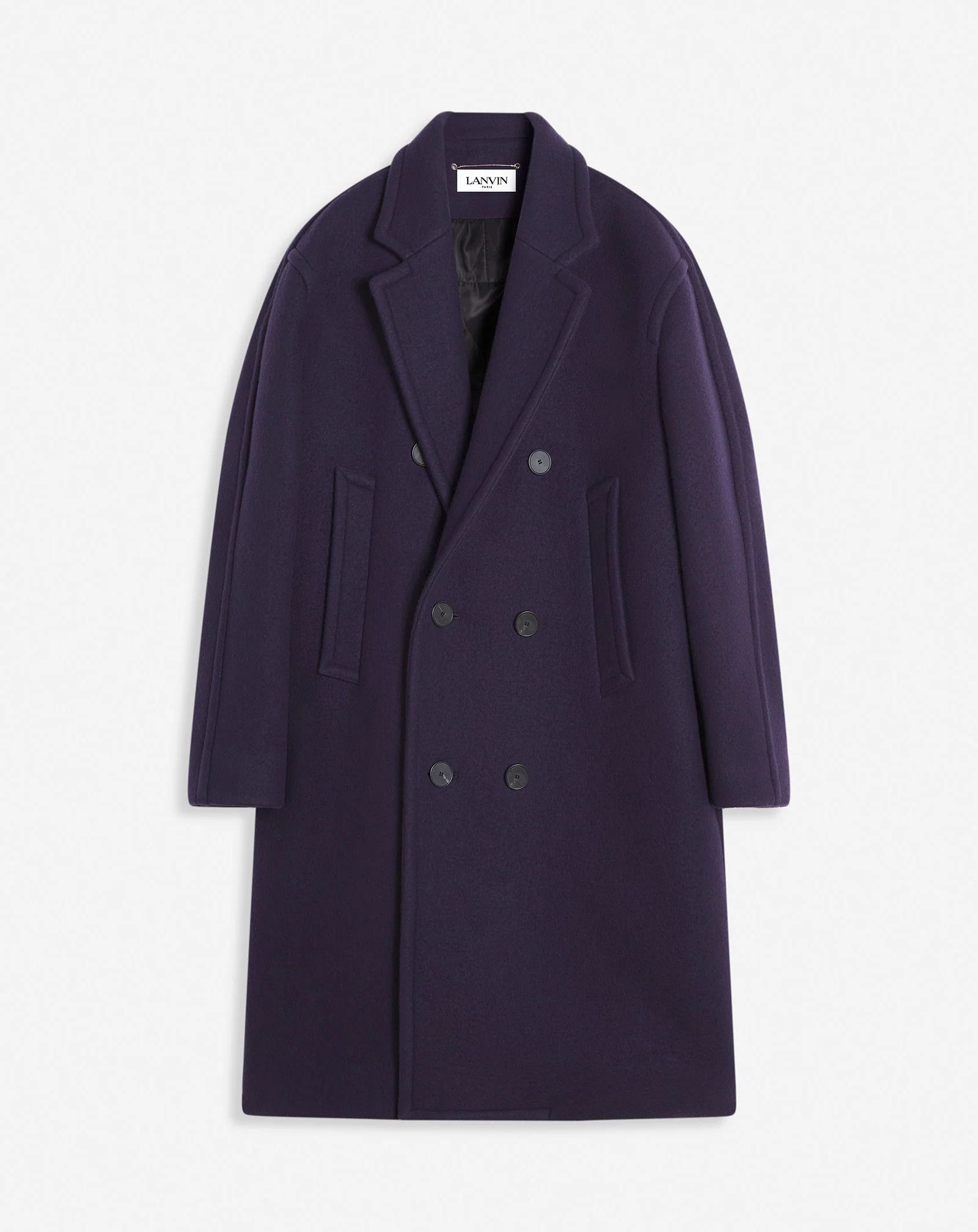 Lanvin o1s22i1n1024 Double-Breasted Heavy Wool Coat in Blue Size US M / EU 48-50 / 2 - 1 Thumbnail