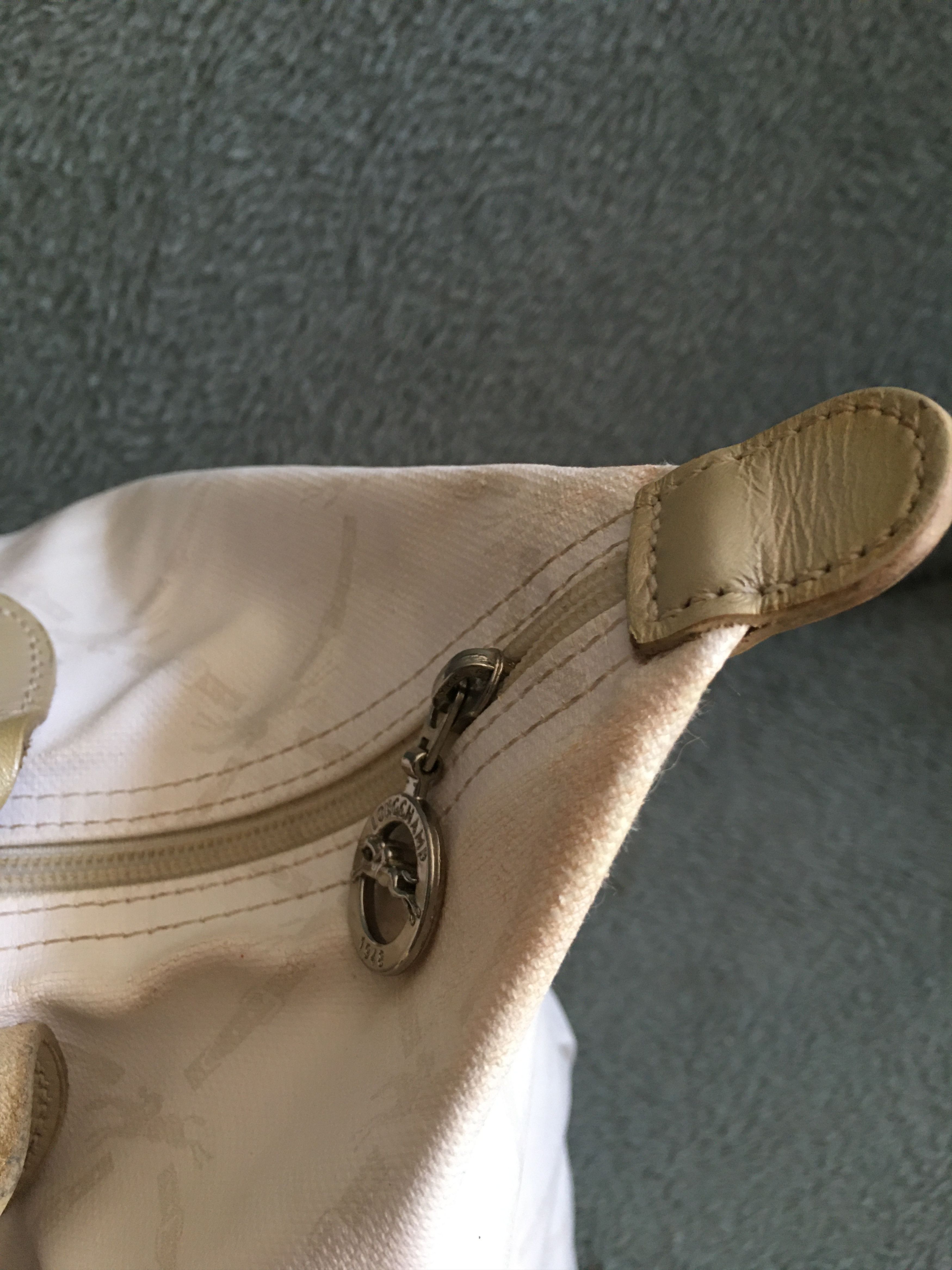 Longchamp Longchamp White Logo Print Coated Canvas Le Pliage Tote Bag Size ONE SIZE - 9 Thumbnail
