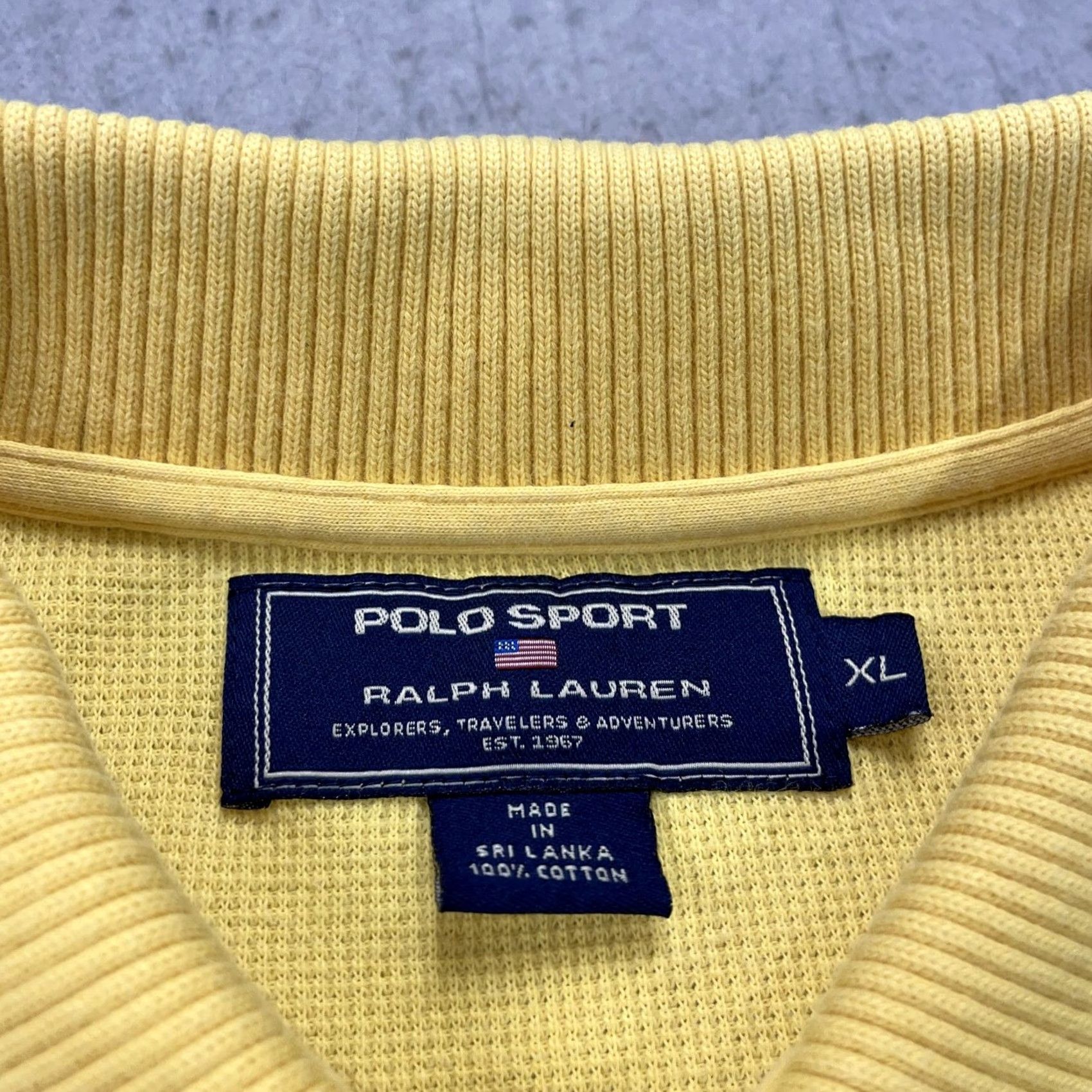 Vintage VINTAGE Polo Sport Shirt Mens XL Yellow Striped 90s Polo Sport Logo Cotton Knit Short Sleeve Casual Golf Size US XL / EU 56 / 4 - 4 Thumbnail