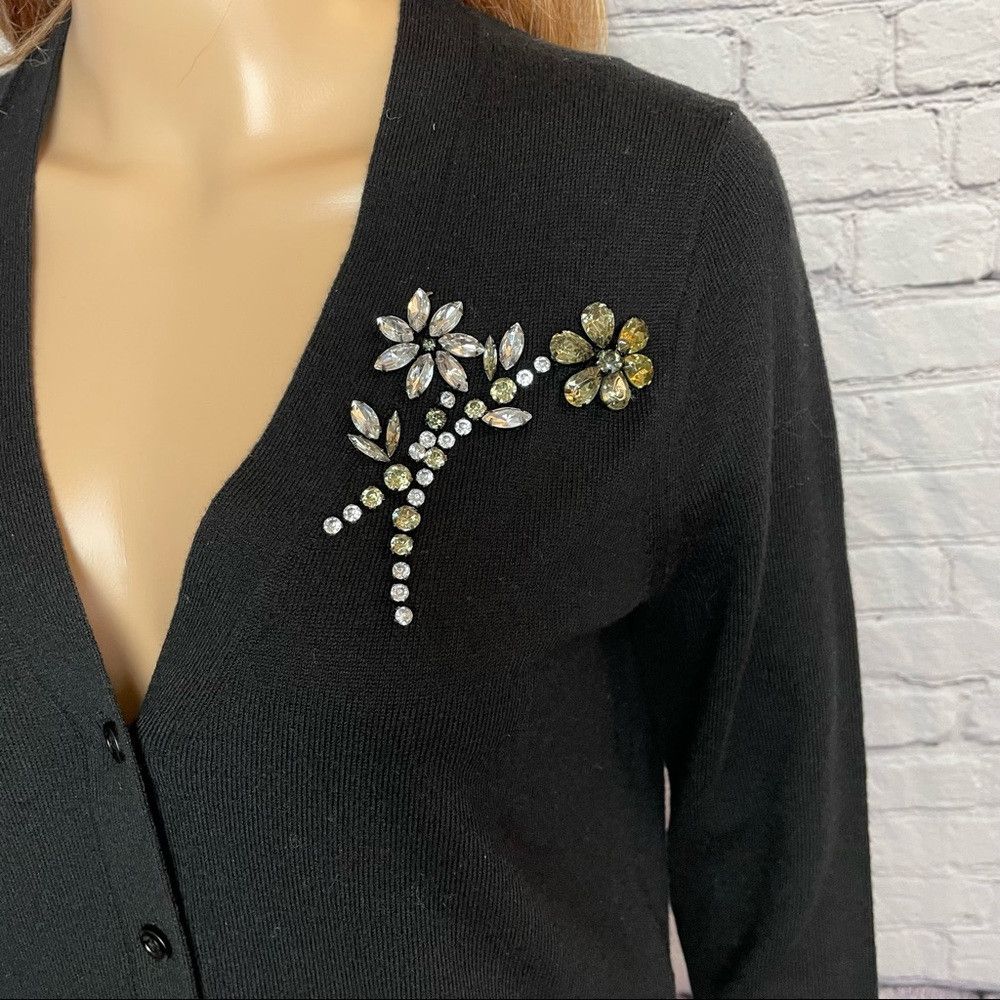 Kate Spade New Kate Spade Black Embellished Brooch Cardigan Size S Size S / US 4 / IT 40 - 6 Thumbnail