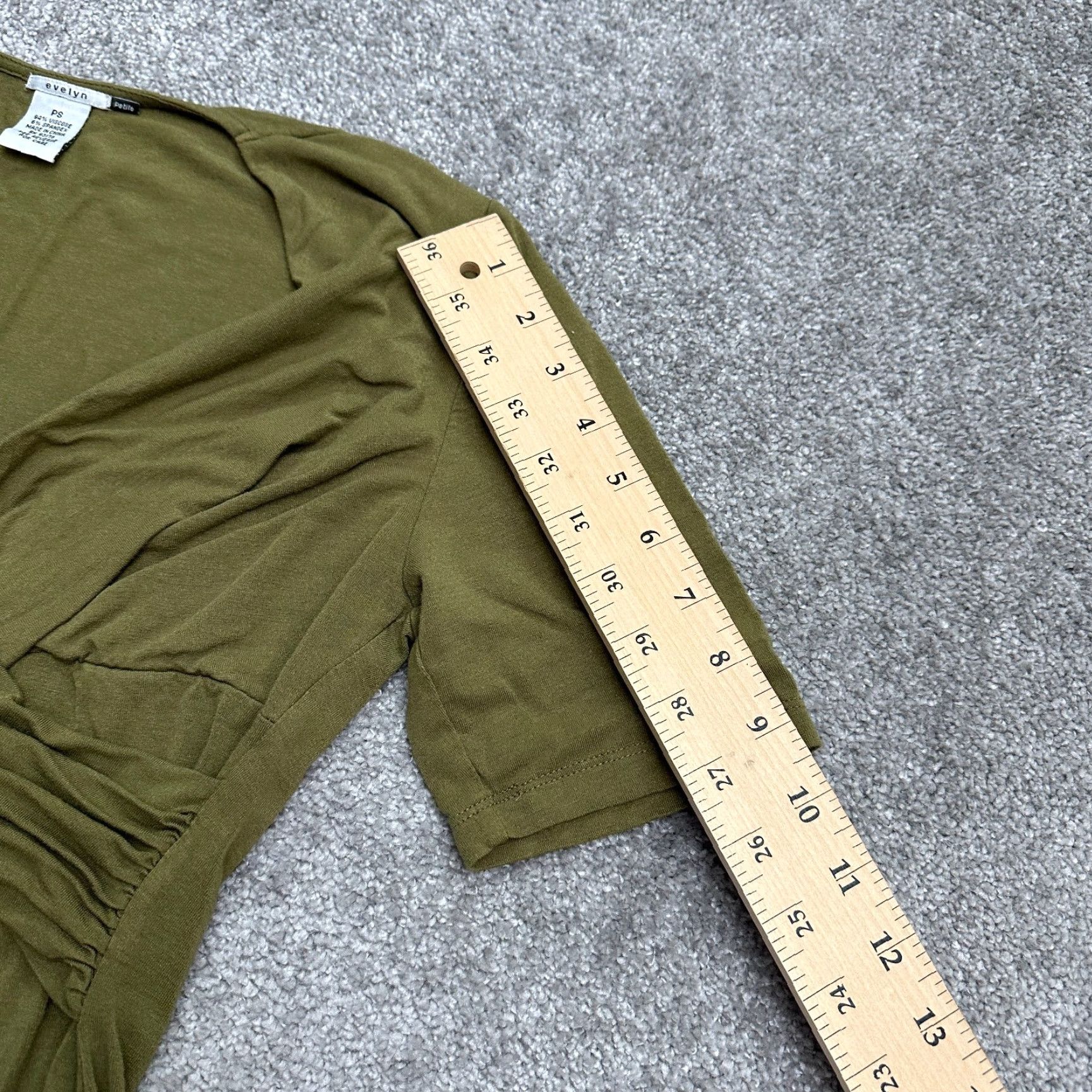 Eleventy Eleven Petite Wrap Top Blouse Womens PS Green V-Neck Short Sleeve Casual Stretch Size S / US 4 / IT 40 - 7 Thumbnail