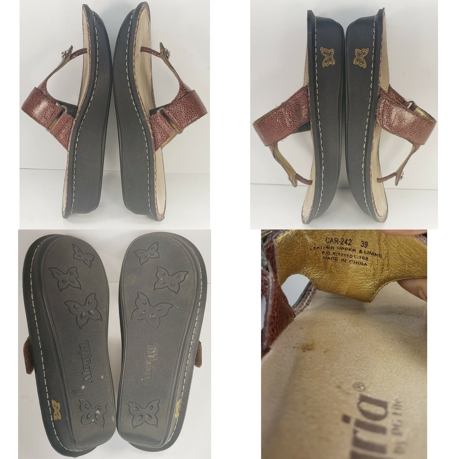 Vintage Alegria Brown Leather Thong Wedge Sandals Women's Sz 40 / 9-9.5 CAR-242 Size US 9.5 / IT 39.5 - 8 Thumbnail