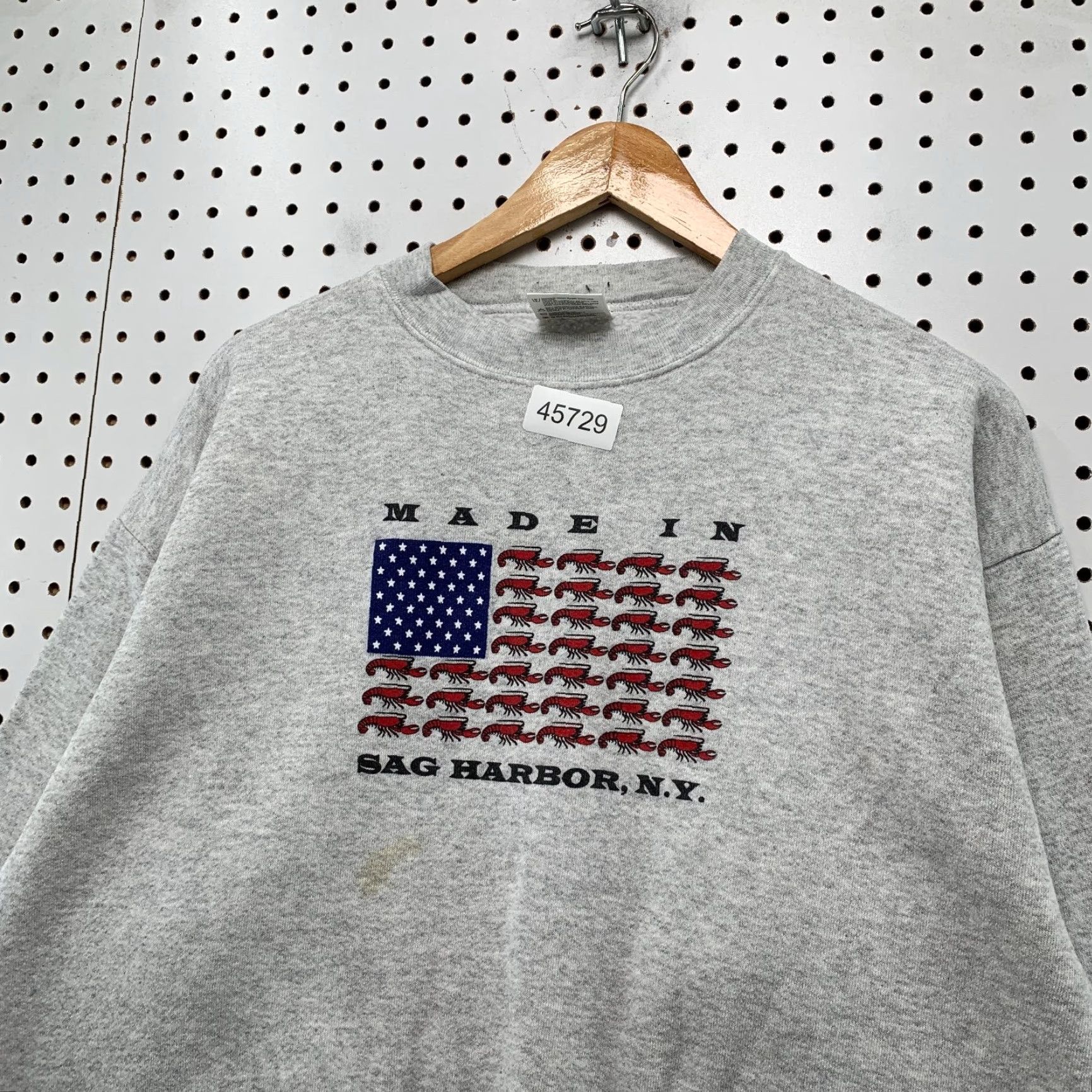 Tultex VINTAGE Sag Harbor NY Lobster Sweatshirt Mens Large Gray USA Flag Fleece Tultex Size US L / EU 52-54 / 3 - 3 Thumbnail