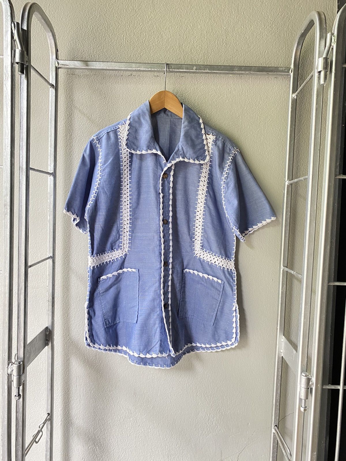 Vintage CROCHET LADDERWORK SHORT SLEEVE SHIRT NOT BODE Size US M / EU 48-50 / 2 - 1 Thumbnail