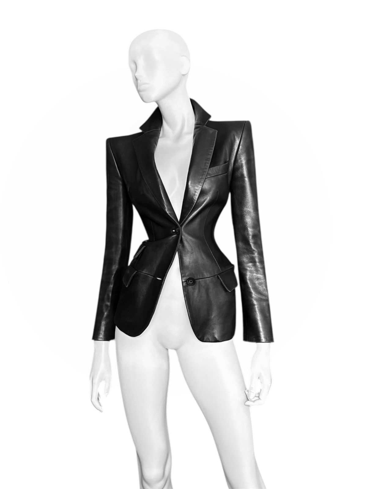 Gucci Gucci by Tom Ford Runway 1998 Leather fitted Jacket Size M / US 6-8 / IT 42-44 - 2 Thumbnail