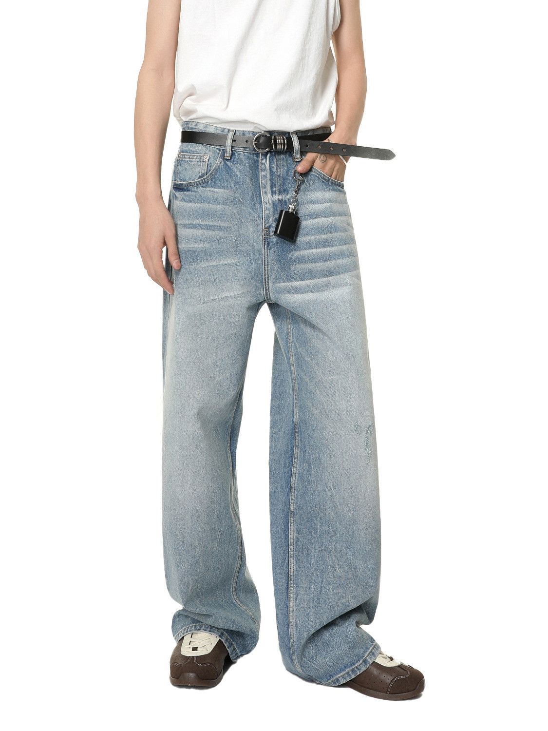 Japanese Brand Men's Japanese Retro Washed Straight Leg Loose Vibe Jeans Size US 32 / EU 48 - 4 Thumbnail
