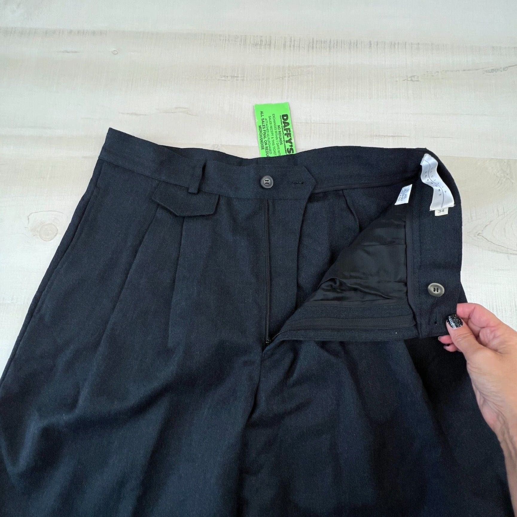 Vintage Cecilia Metheny Women's Gray Dress Pants 34 Regular Fit Pleated Wool Unhemmed Made in Italy Size 24" / US 00 / IT 34 - 3 Thumbnail