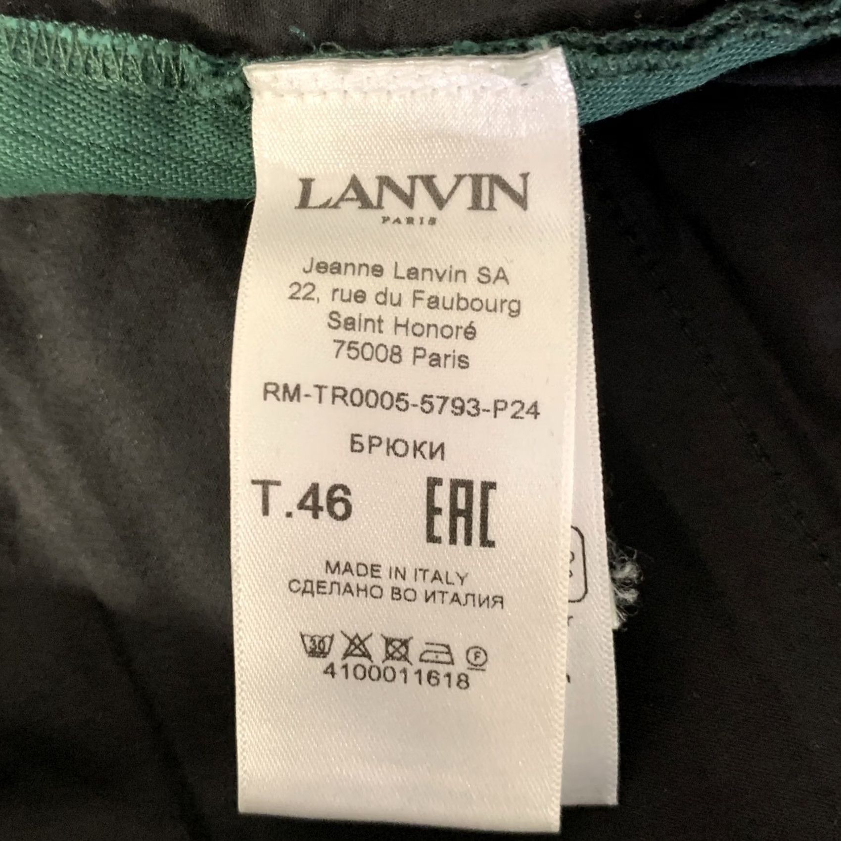 Lanvin LANVIN Size 30 Green Cotton Blend Zip Fly Casual Pants Size US 30 / EU 46 - 6 Thumbnail