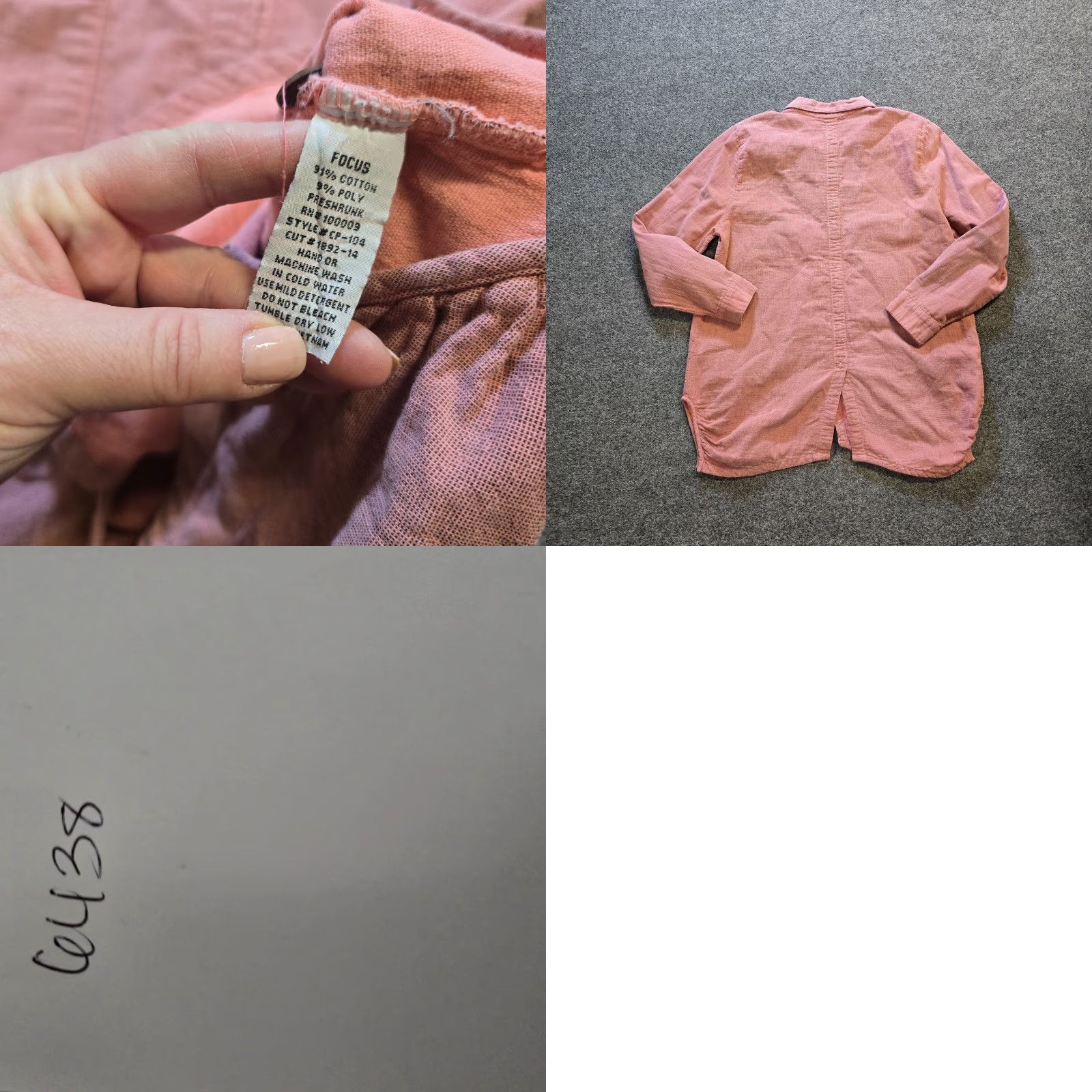Pinko Focus Top Womens Blouse Shirt Medium Pink Button Gauze Texture Pockets Lagenlook Boho Vintage No Size M / US 6-8 / IT 42-44 - 8 Thumbnail