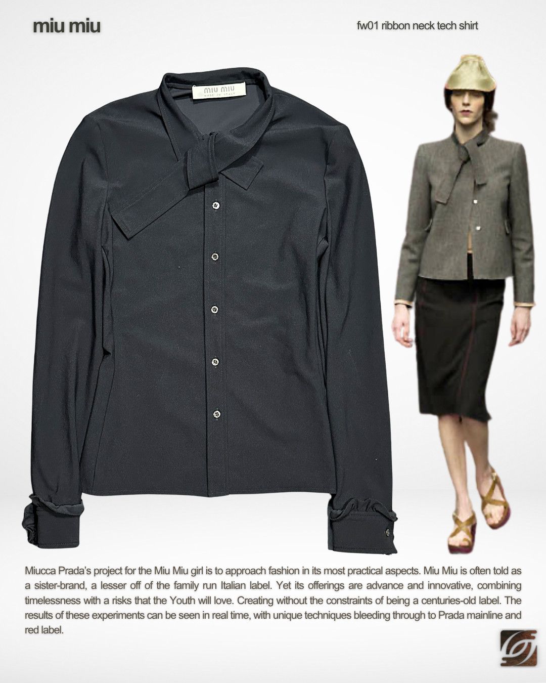Miu Miu FW2001 Ribbon Neck Tech Shirt Size M / US 6-8 / IT 42-44 - 1 Thumbnail