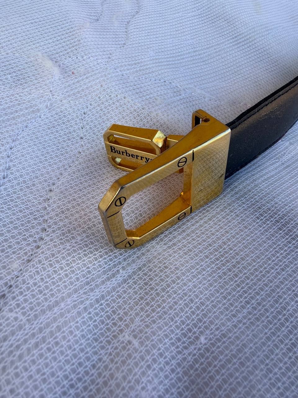 Burberry Burberry Reversible Belt Black Leather Gold Buckle Men's Size ONE SIZE - 3 Thumbnail