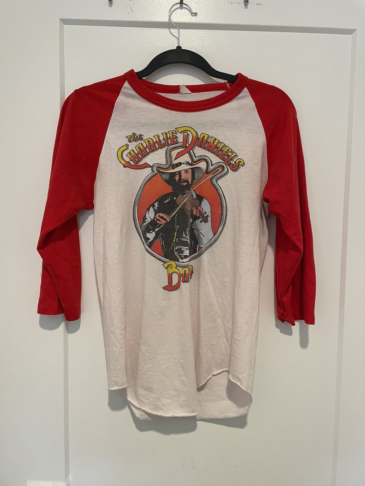 image of Vintage Charlie Daniels Raglan in Red, Men's (Size Small)