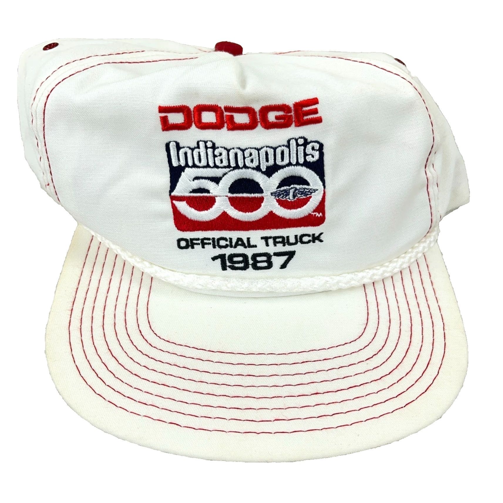 Roper VINTAGE Indy 500 Trucker Hat Snapback Made In USA 80s Dodge Rope Racing 1987 Size ONE SIZE - 2 Thumbnail