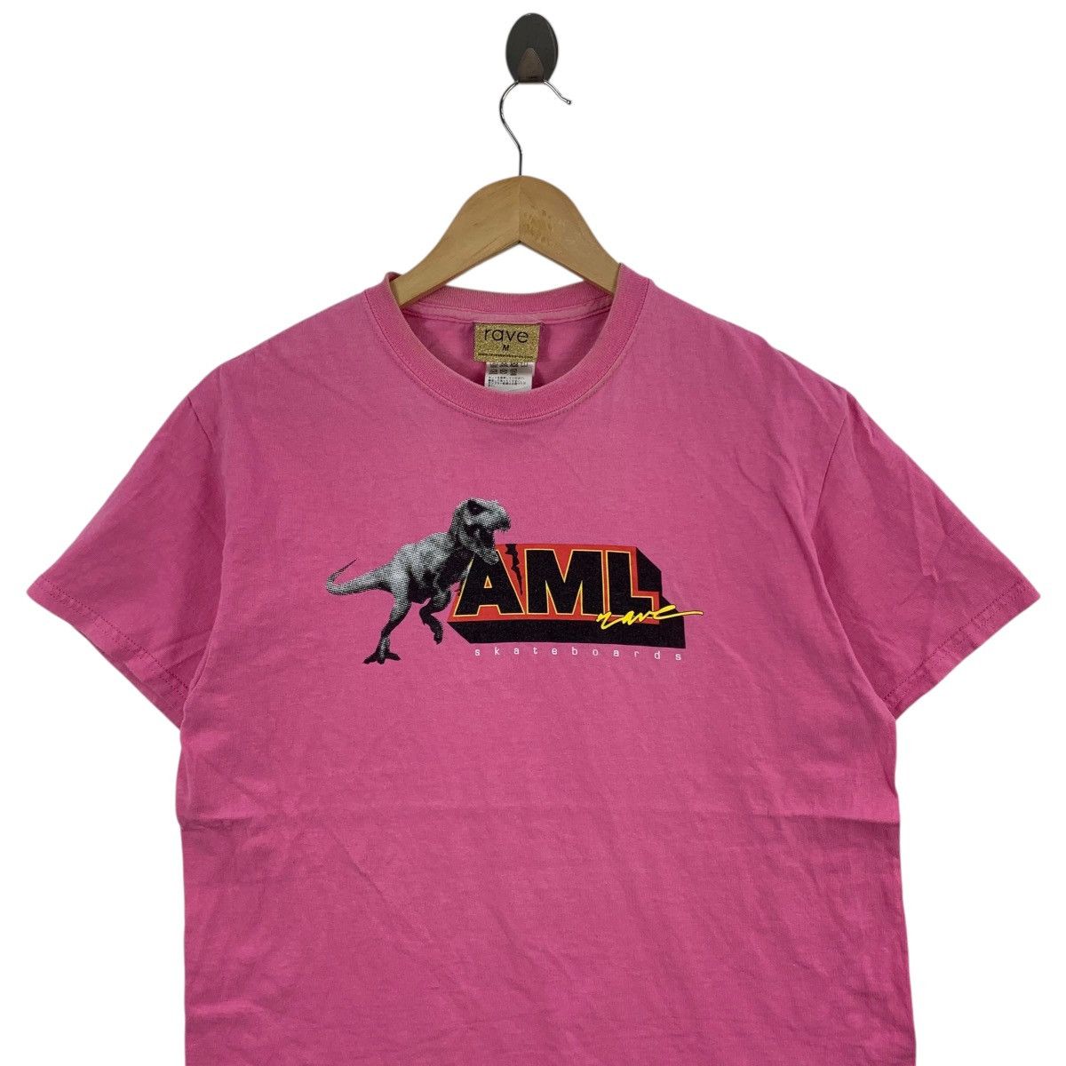 Vintage AML RAVE SKATEBOARD France Made T-Rex Short Sleeve Tshirt Size US M / EU 48-50 / 2 - 2 Thumbnail