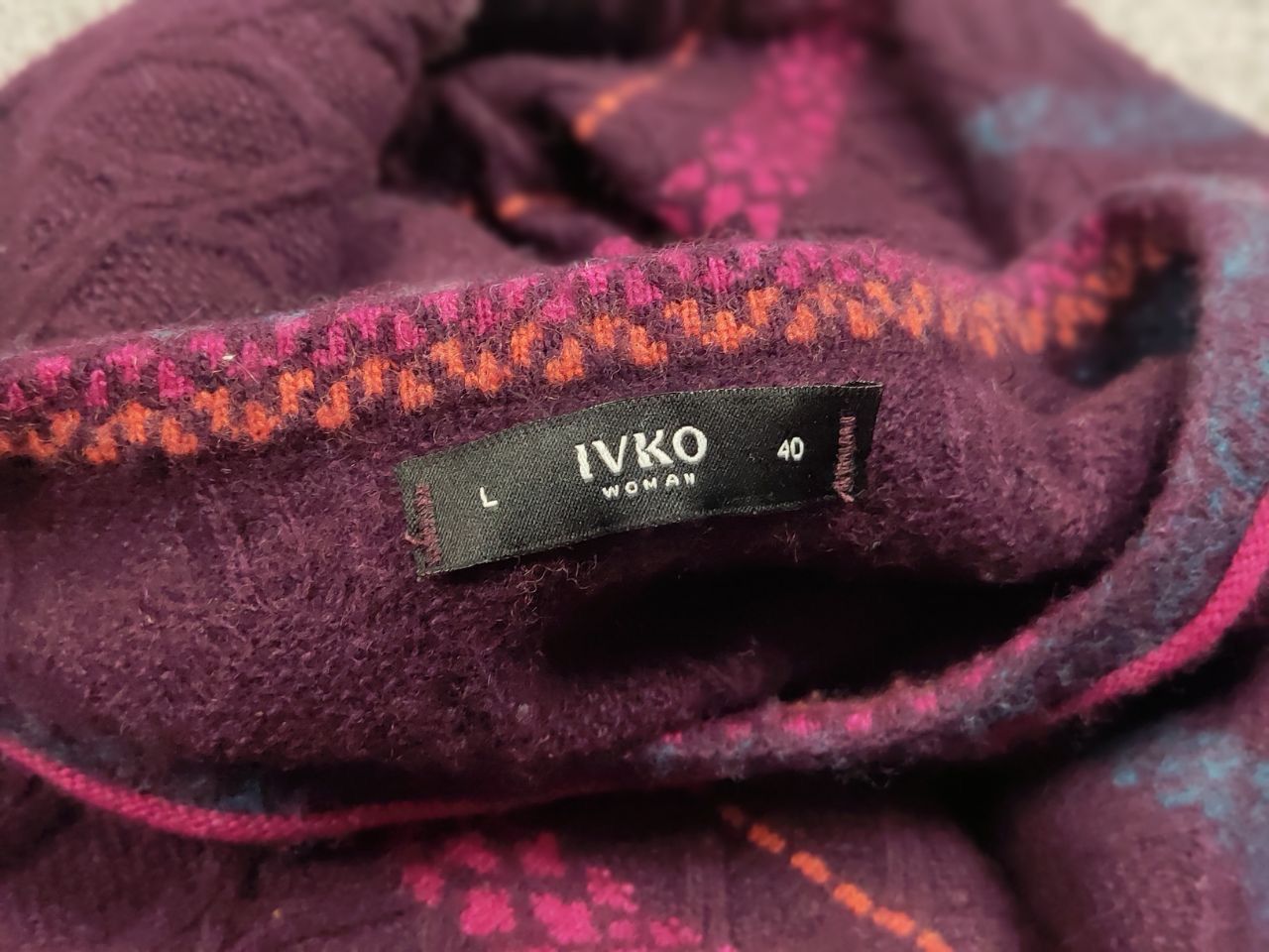 Japanese Brand Ivko Structure pullover pattern Wool blackberry Sweater Size L / US 10 / IT 46 - 15 Thumbnail