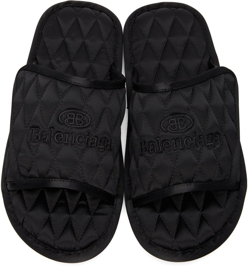 Balenciaga o1srvl11e0424 Home Slide Quilt Sat Hotel in Black Size US 10 / EU 43 - 5 Thumbnail