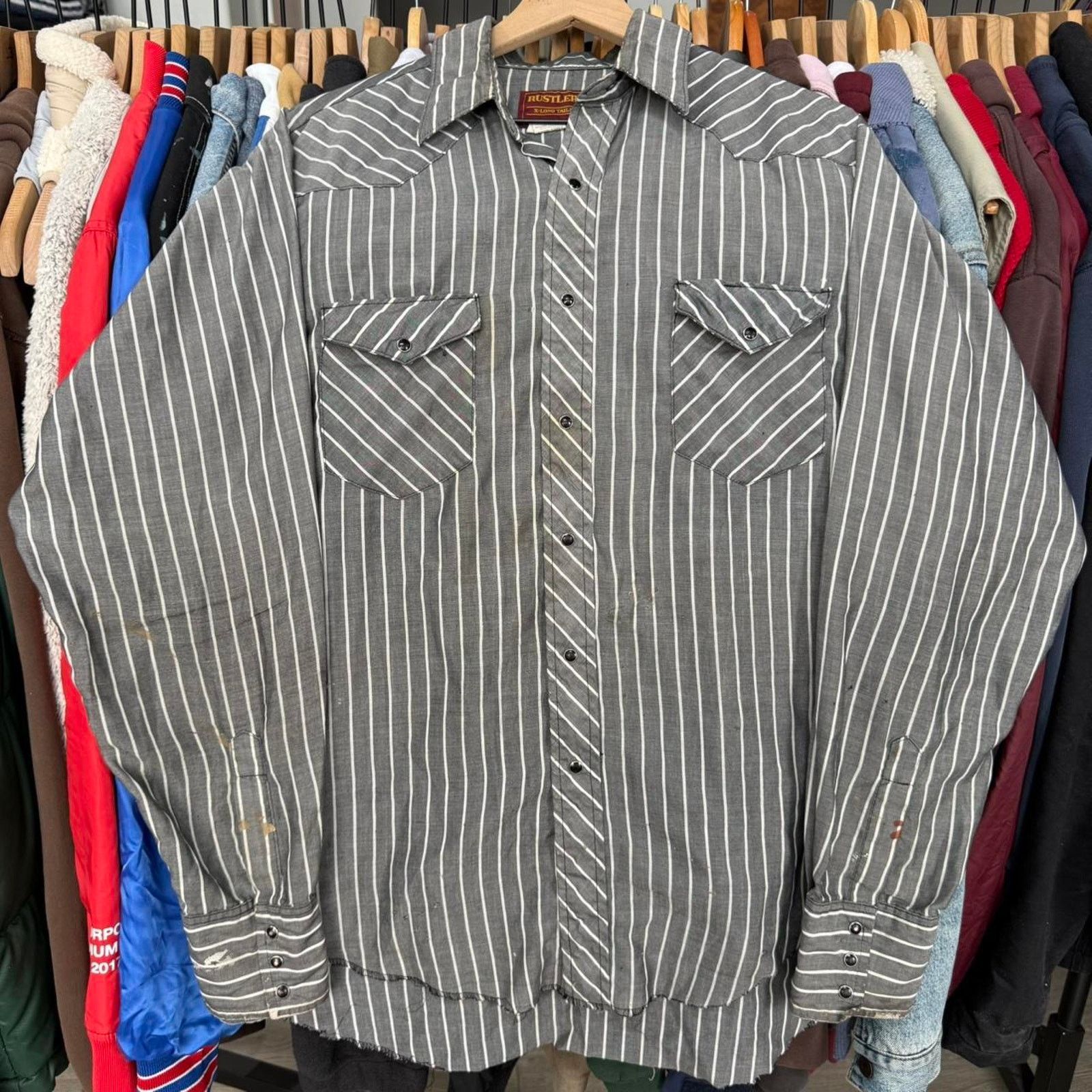 Other Vintage 90s Rustler Western Distressed Pearl Snap Shirt Size US M / EU 48-50 / 2 - 2 Thumbnail