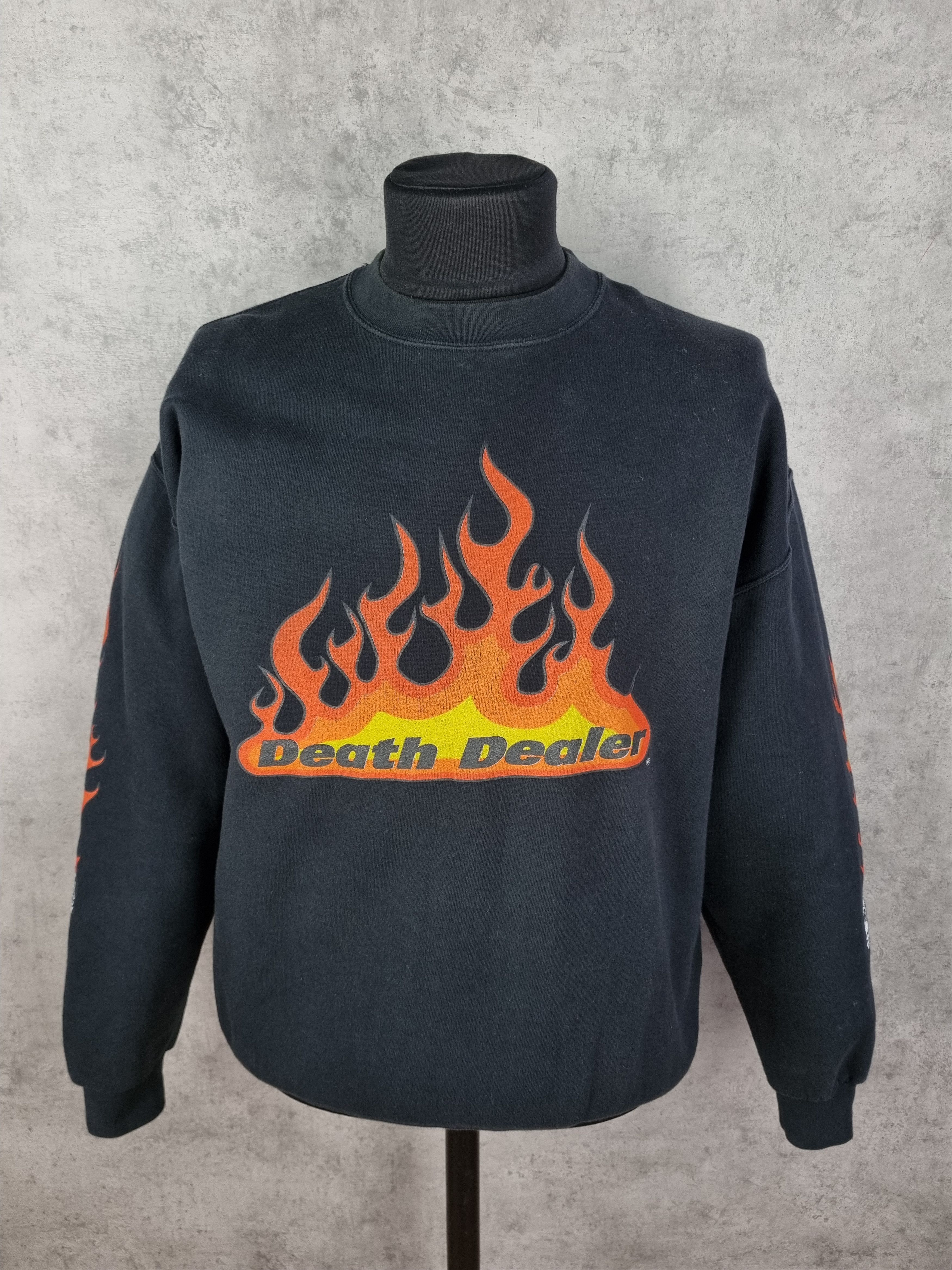 Vintage Death Dealer Flames Fire Sweatshirt Thrasher style