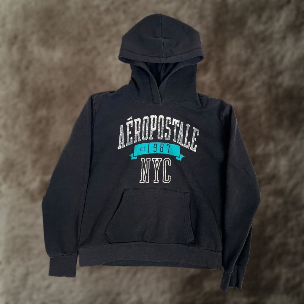 Vintage VINTAGE Aeropostale Womens Hoodie Sweatshirt Size L Black Faded 87 Logo Pullover Hooded Sweatshirt Womens Size L / US 10 / IT 46 - 1 Thumbnail
