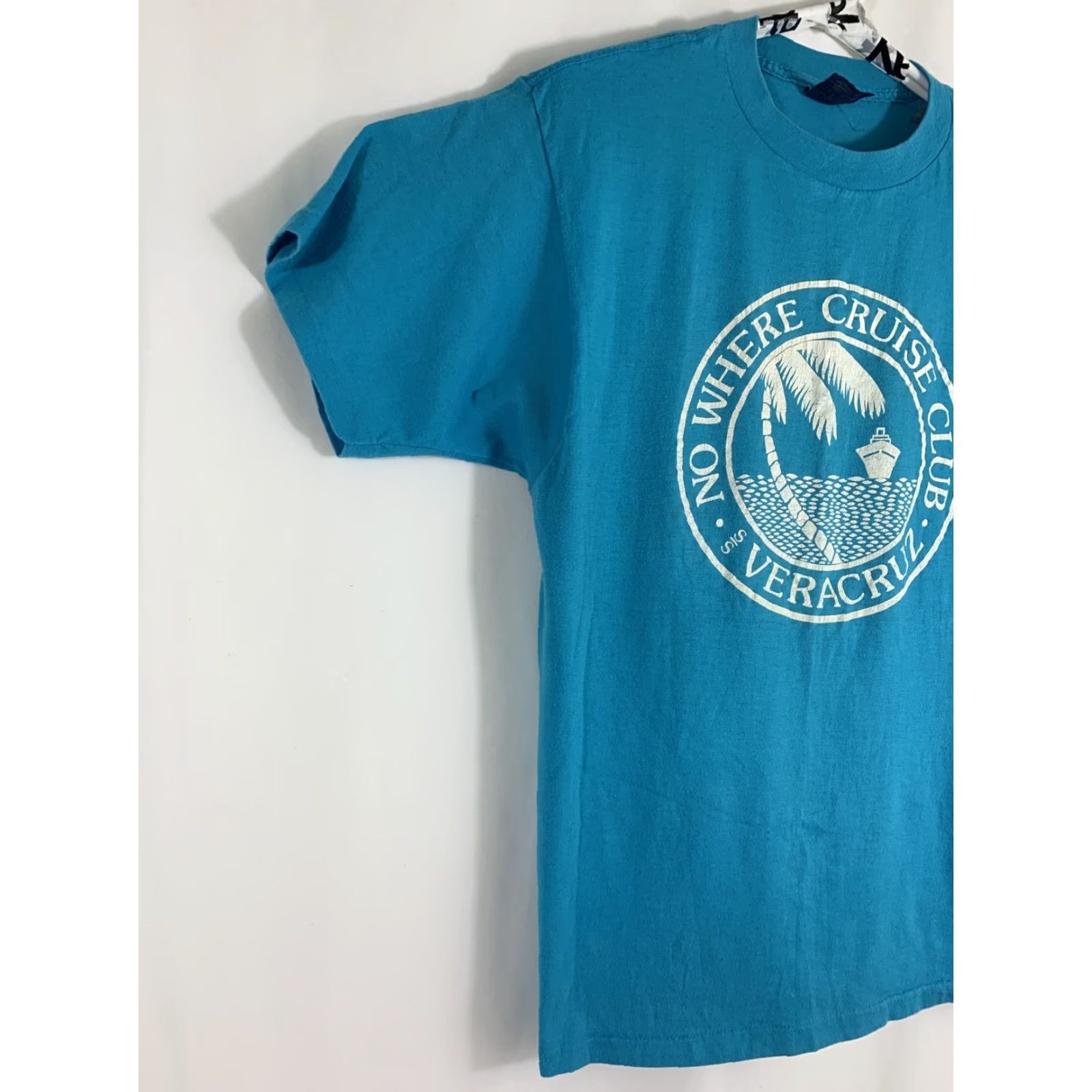 Vintage VINTAGE Sneakers T-Shirt XL Teal Cotton Made in USA No Where Cruise Club Veracruz Beach Mens Shirt Size US XL / EU 56 / 4 - 2 Thumbnail