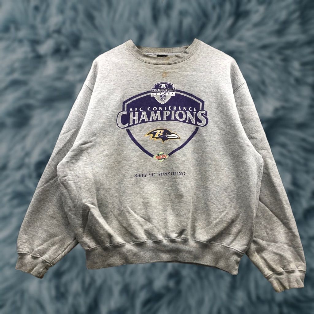 Nike VINTAGE Nike Baltimore Ravens Super Bowl XXXV Sweatshirt Mens Large Gray Crew Neck Long Sleeve 2001 L Graphic Logo Ravens 90s Retro Size US L / EU 52-54 / 3 - 1 Thumbnail