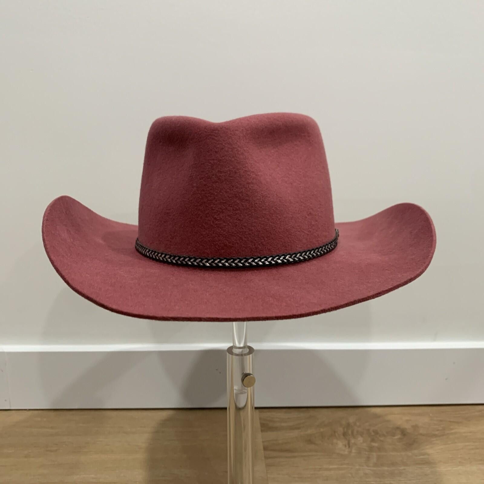 Other Smithbilt 3X Wool Felt Fedor Pink Wide Brim Feather 6 7/8 Size ONE SIZE - 1 Thumbnail