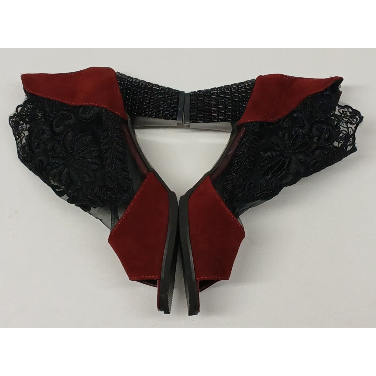 Other Multicolor (9.5) Peep-Toe Lace Accent Ankle Bootie Heels Size US 9.5 / IT 39.5 - 3 Thumbnail