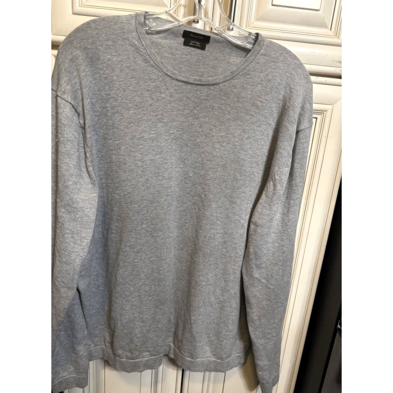 Massimo Dutti Massimo Dutti Men’s Cotton Crewneck Long Sleeve Pullover Sweater Gray Large Size US L / EU 52-54 / 3 - 4 Thumbnail
