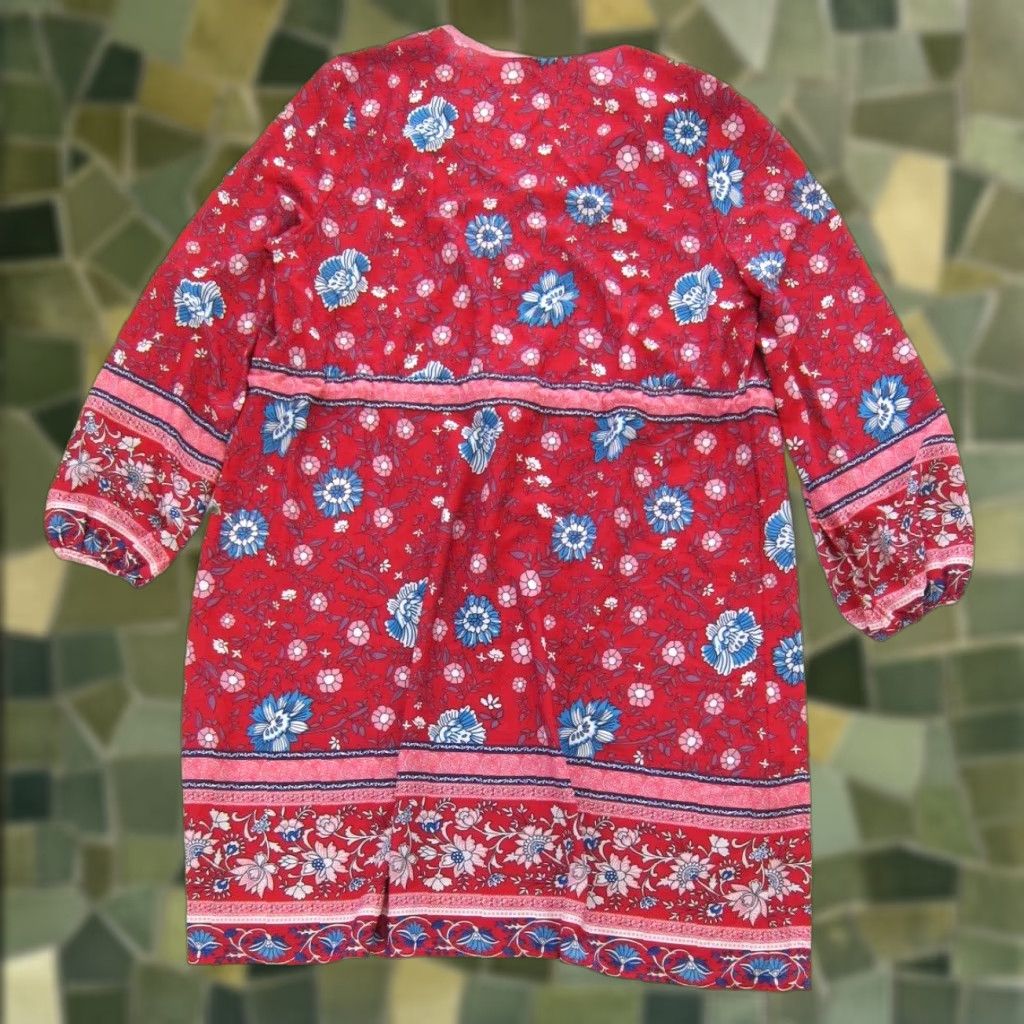 Pinko NWT Floryday Pink Blue Floral Stretch Long Sleeve Peasant Tunic Dress Women XXL Size XXL / US 16-18 / IT 52-54 - 1 Thumbnail