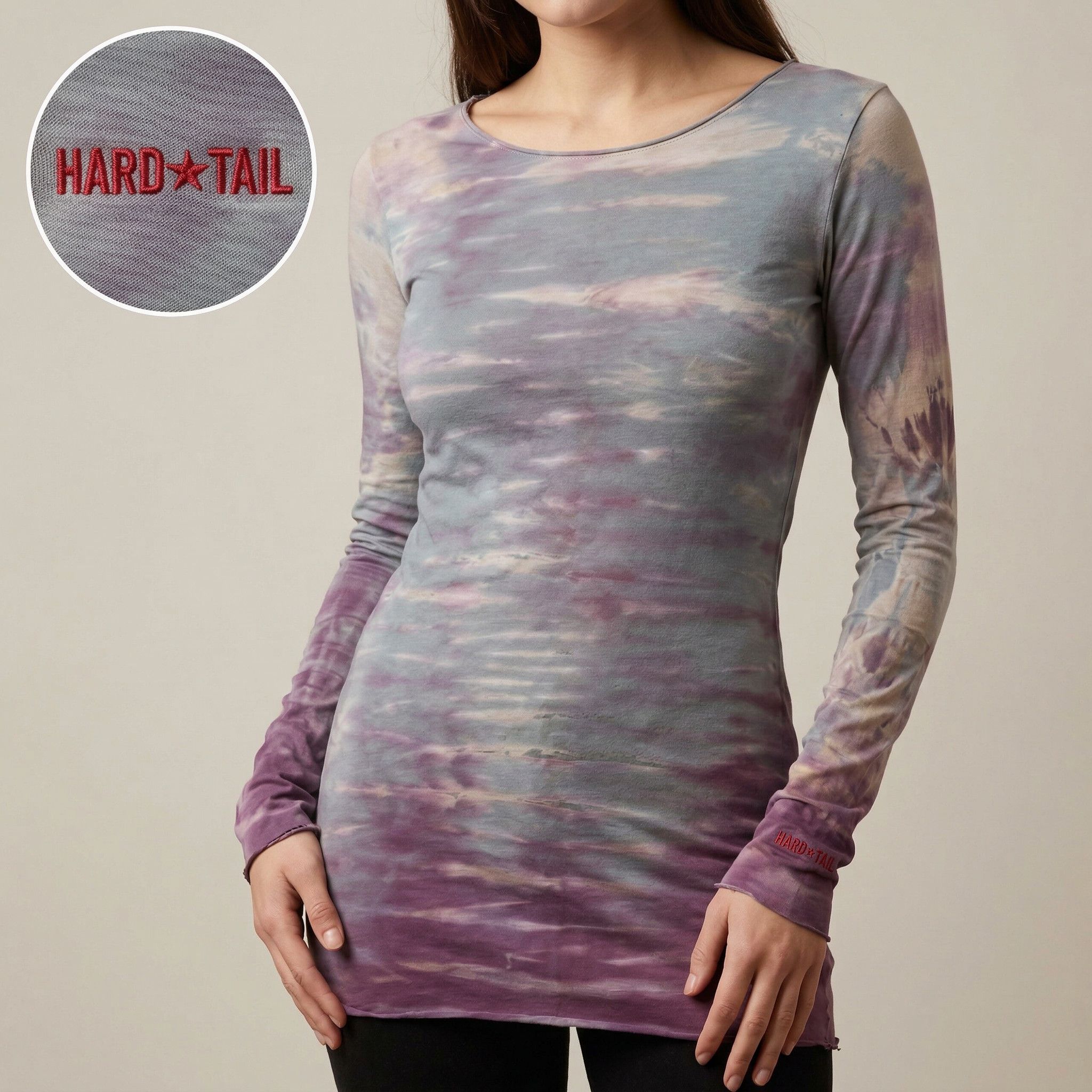 Hard Tail Hard Tail Tie Dye Long Sleeve Cloud Print Top XS Size XS / US 0-2 / IT 36-38 - 1 Thumbnail