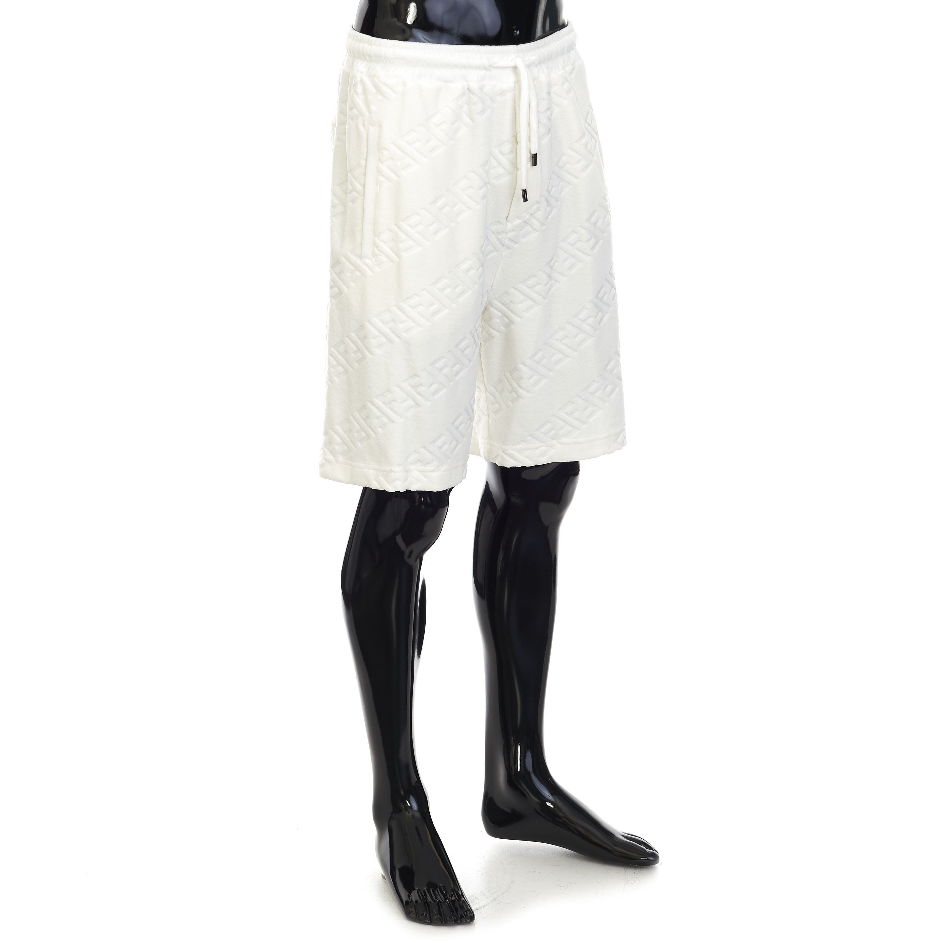 Fendi White Bermuda Pants With Diagonal 3D Effect FF Motif Size US 32 / EU 48 - 8 Thumbnail