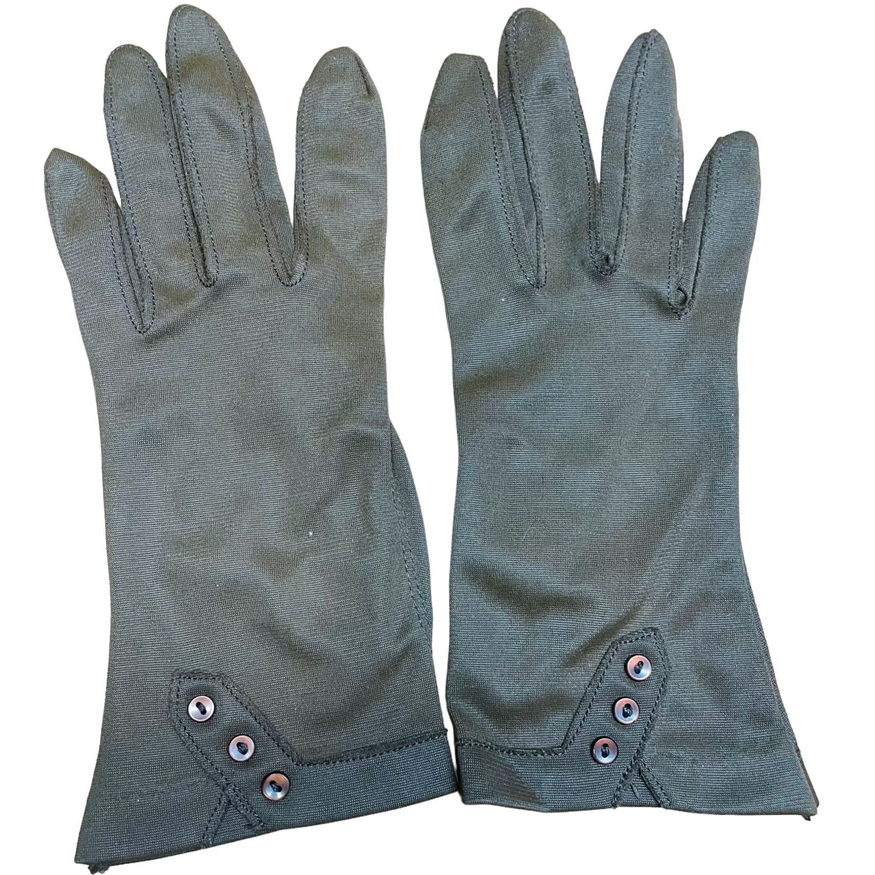 Vintage VINTAGE Women's Gloves 1950s Driving Formal Nylon Brown Black White Tailored Womens Size ONE SIZE - 4 Thumbnail
