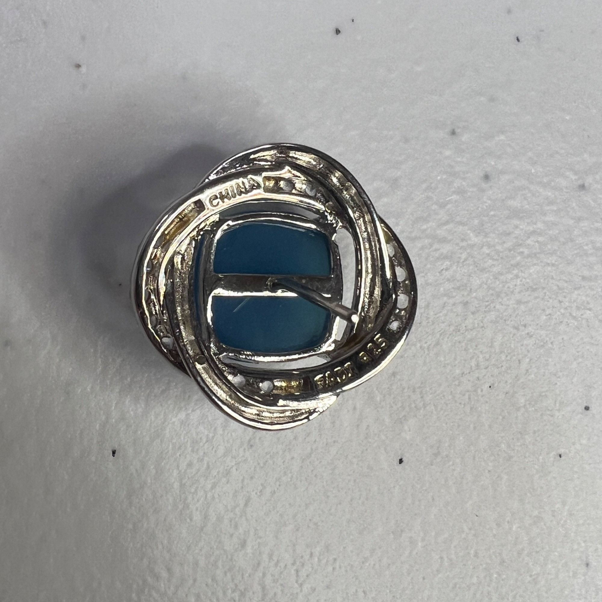 Designer Blue Gemstone Silver Knot Stud Earrings With Clear CZ Accent Size ONE SIZE - 8 Thumbnail